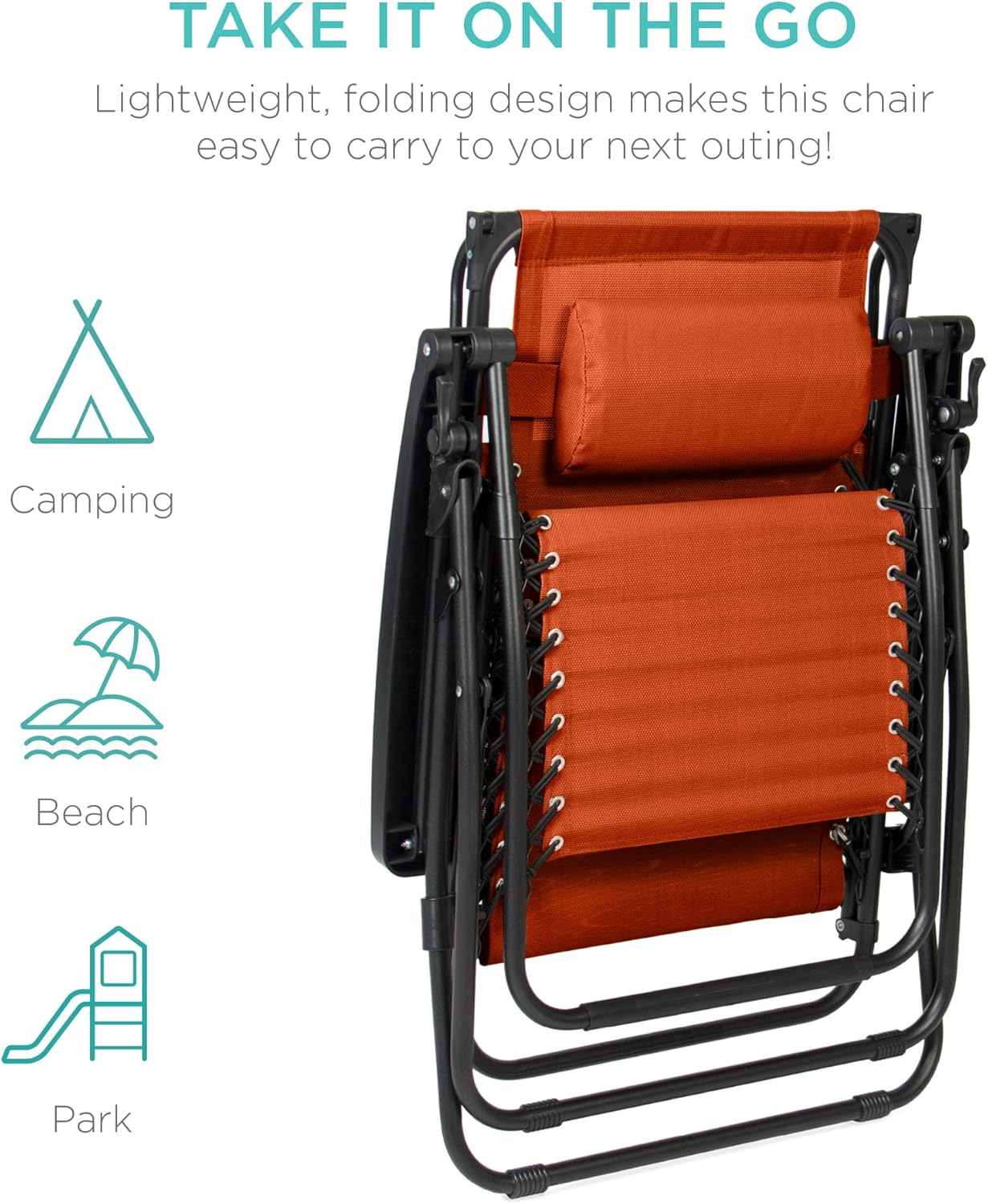 Best Choice Products Folding Zero Gravity Outdoor Recliner Patio Lounge Chair w/Adjustable Canopy Shade, Headrest, Side Accessory Tray, Textilene Mesh - Beige