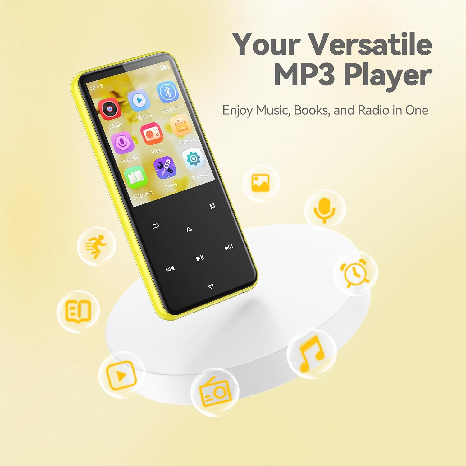AGPTEK 64GB MP3 Player with Bluetooth, M3 2.4'' Player with Speaker | with FM Radio, Touch Buttons, Supports Up to 128GB(Purple)
