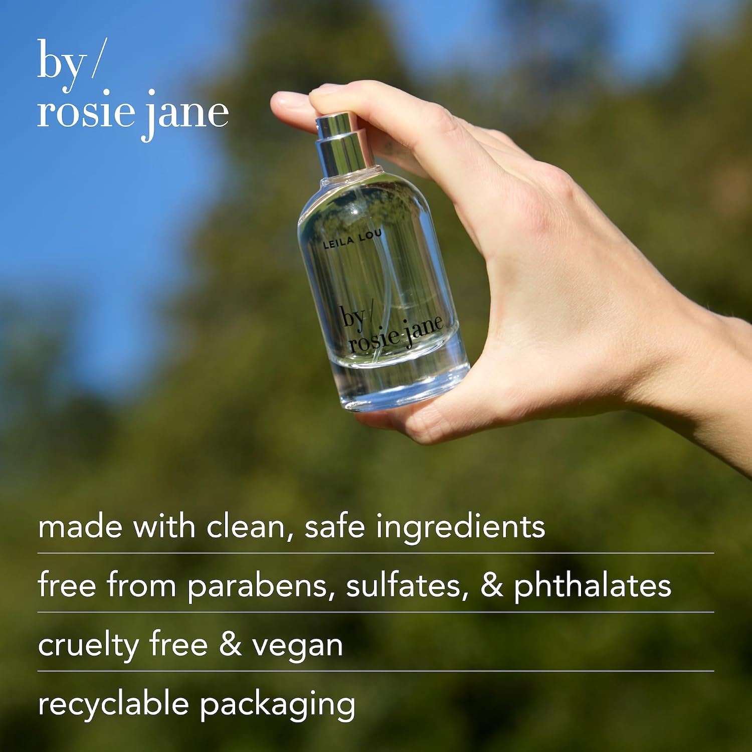 By Rosie Jane Eau De Parfum Spray (Leila Lou) - Clean Perfume for Women - Non-Toxic Body Mist with Notes of Juicy Pear, Sweet Jasmine & Tangerine Skin - Paraben, Sulfate & Phthalate Free (50ml)