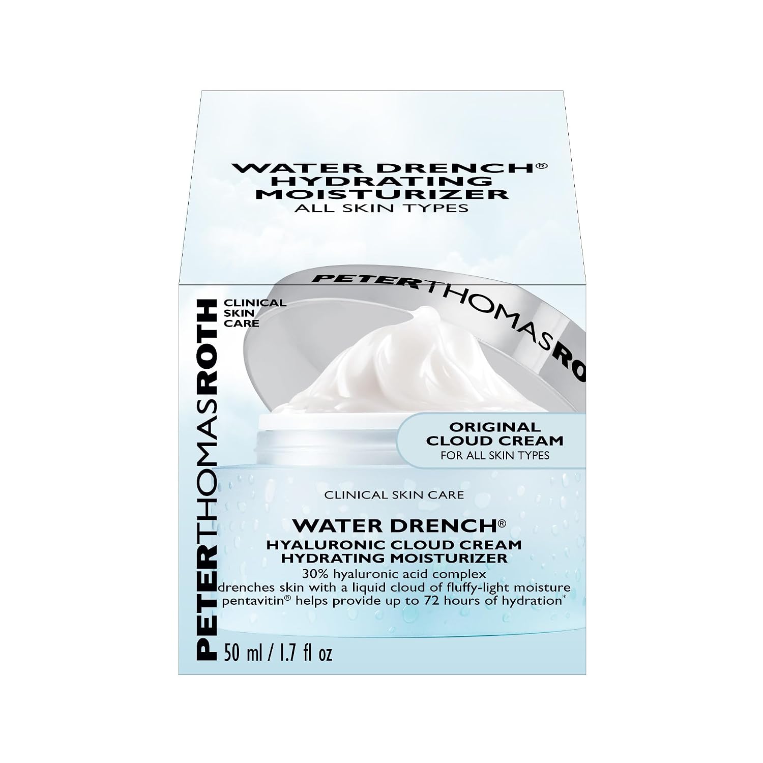 Peter Thomas Roth | Water Drench® Hyaluronic Cloud Cream Hydrating Refillable Moisturizer | Hyaluronic Acid Cream For All Skin Types, Line-Smoothing, Fragrance-Free