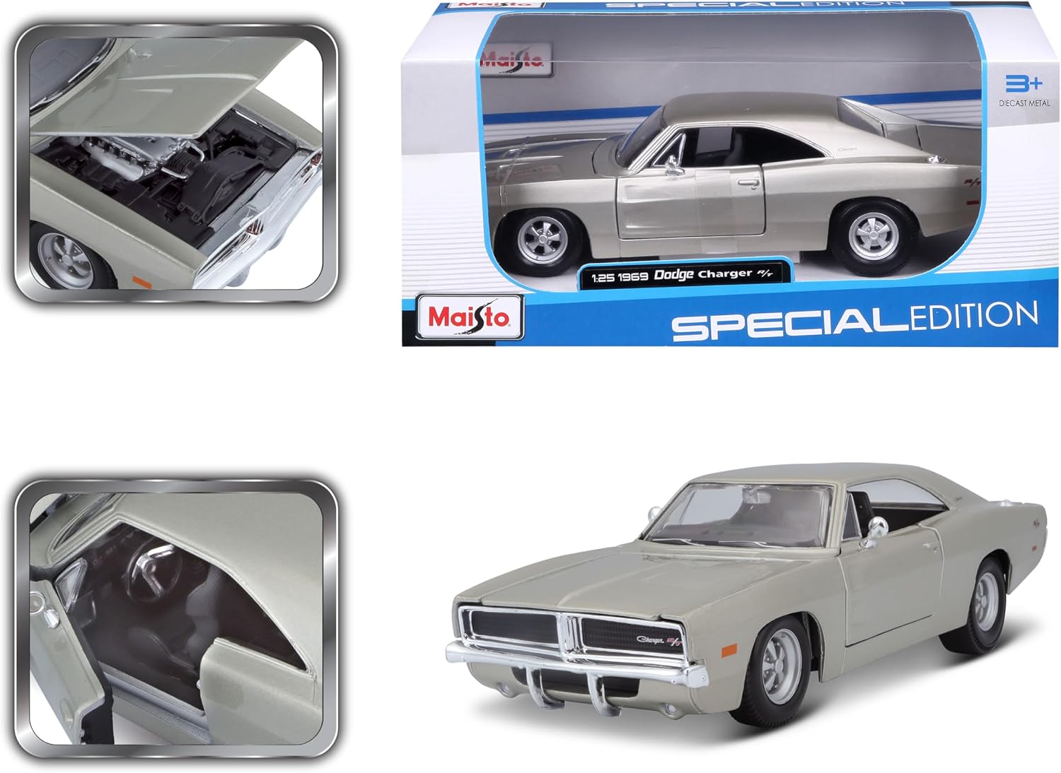 Maisto 1:25 Scale 1969 Dodge Charger R/T Diecast Vehicle (Colors May Vary)