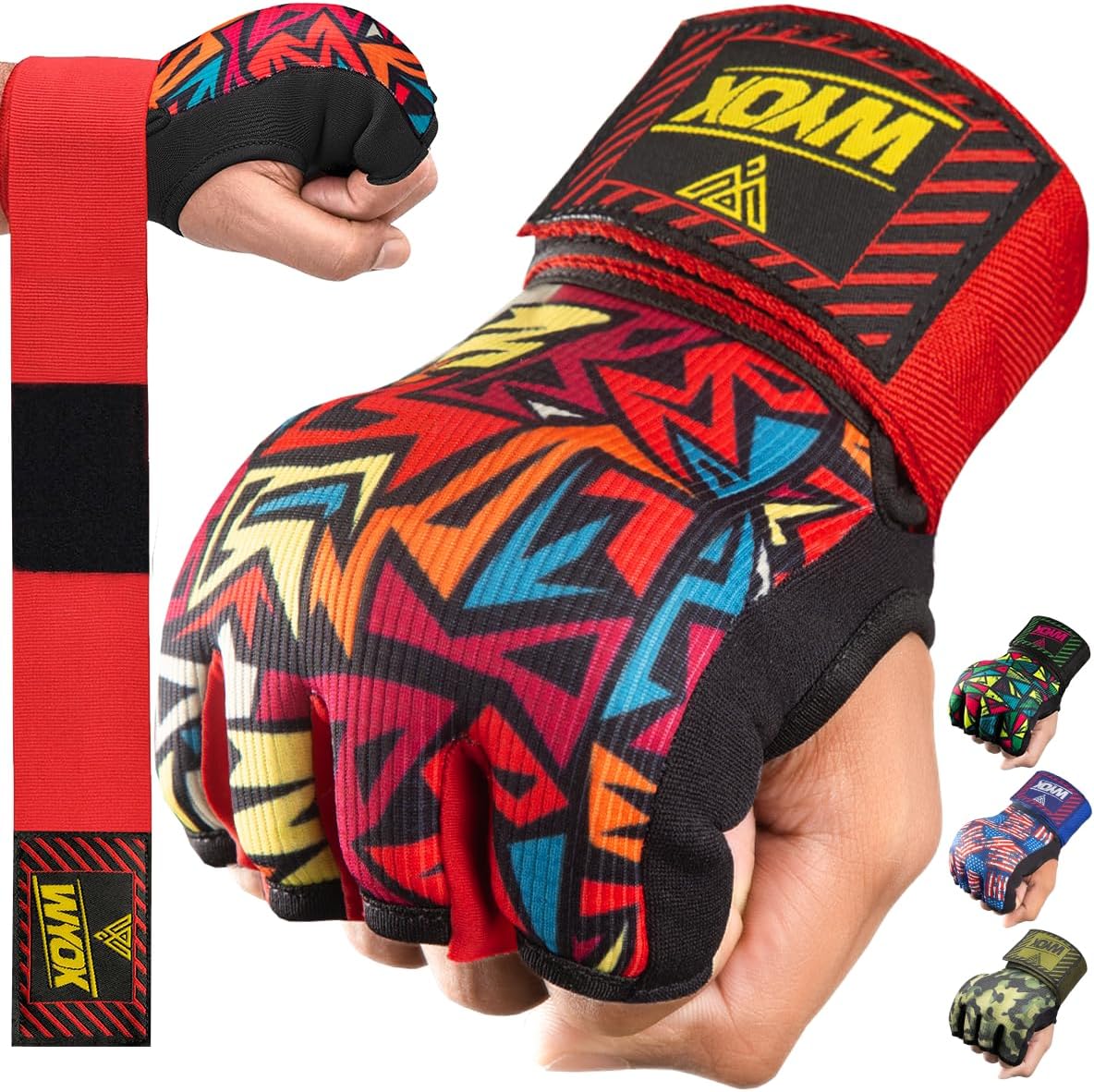 WYOX Neoprene Gel Boxing Hand Wraps Inner Gloves for Men & Women – 80cm/31in Quick Wrist Strap, Padded Knuckle Protection