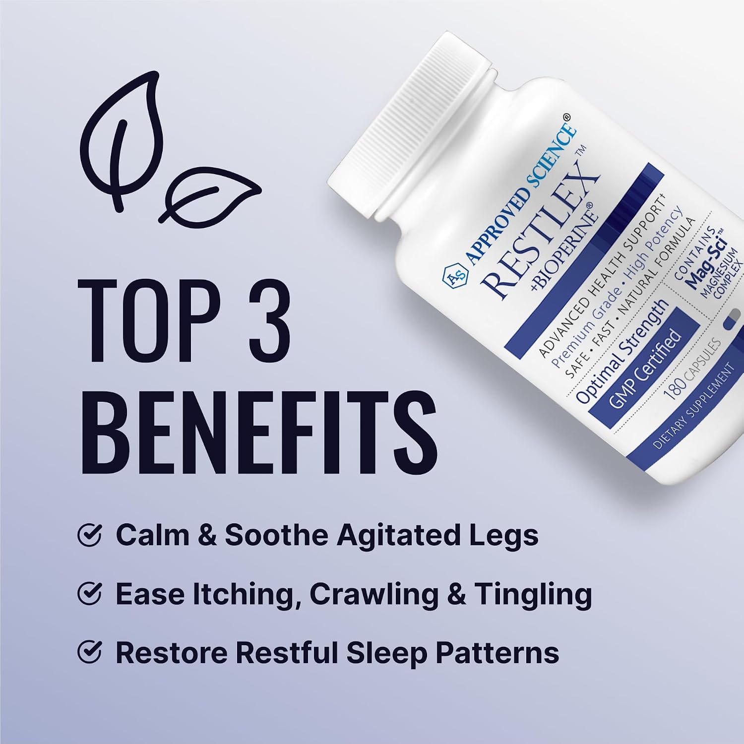 Approved Science Restlex for Restless Legs – Magnesium Glycinate for Calm Legs and Restful Legs – Natural Itching, Crawling