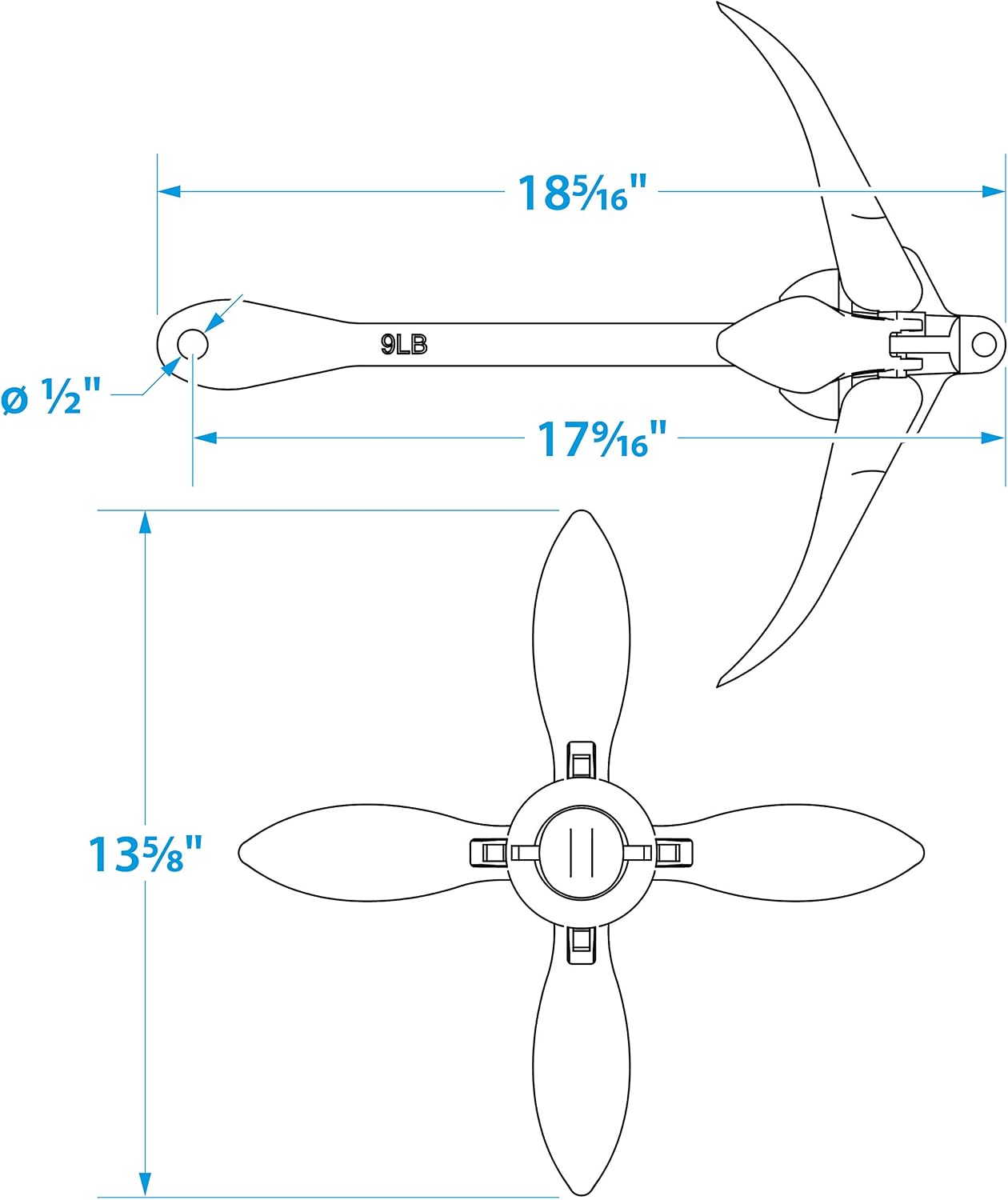 Seachoice Folding Grapnel Anchor – For Small Craft and Dinghies – Multiple Sizes