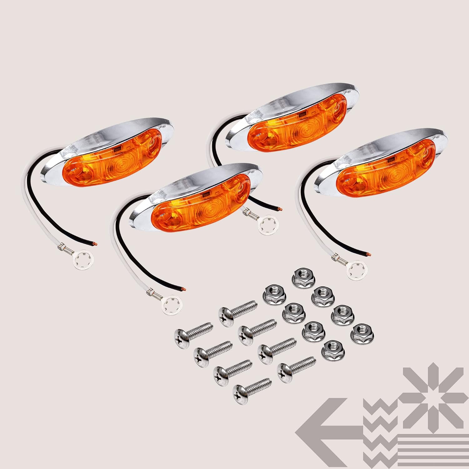 TRUE MODS 2pc 2.5" Amber Oval LED Trailer Marker Lights for Boat Trailer RV