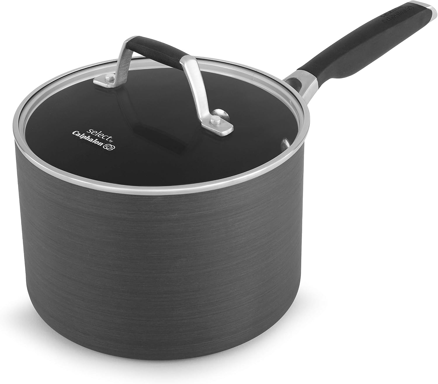 Select by Calphalon Hard-Anodized Saucepan Nonstick 3.5-Quart Shallow Sauce Pan with Cover