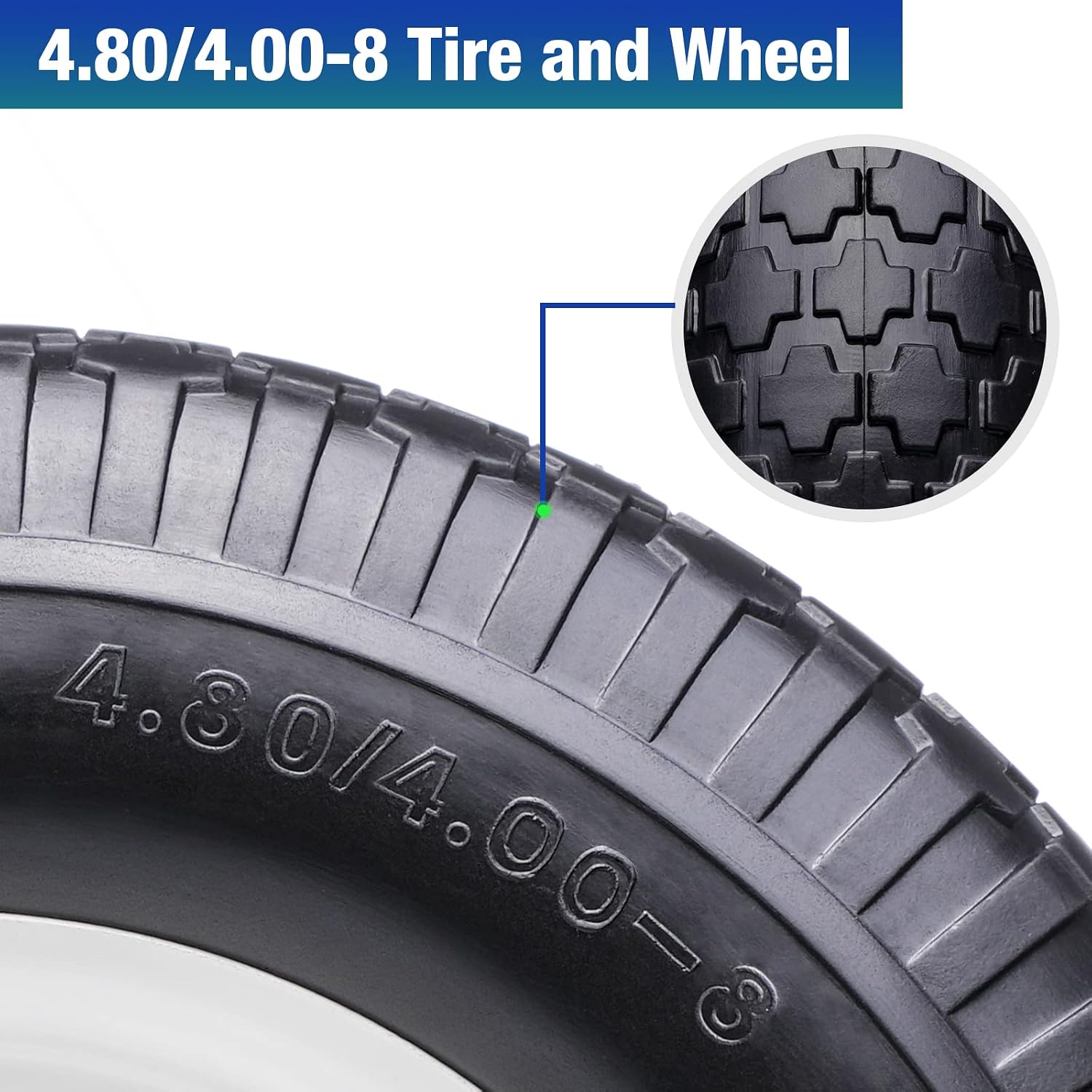 16" 4.80/4.00-8 Flat Free Solid Polyurethane Tire and Wheel with 2Pcs 3/4" Bearing, 1 Pack PU Airless Tires with 5/8" Ball Bearings 6" Iron Hub for Hand Truck/Tool Cart/Garden Carts, 1 Pc
