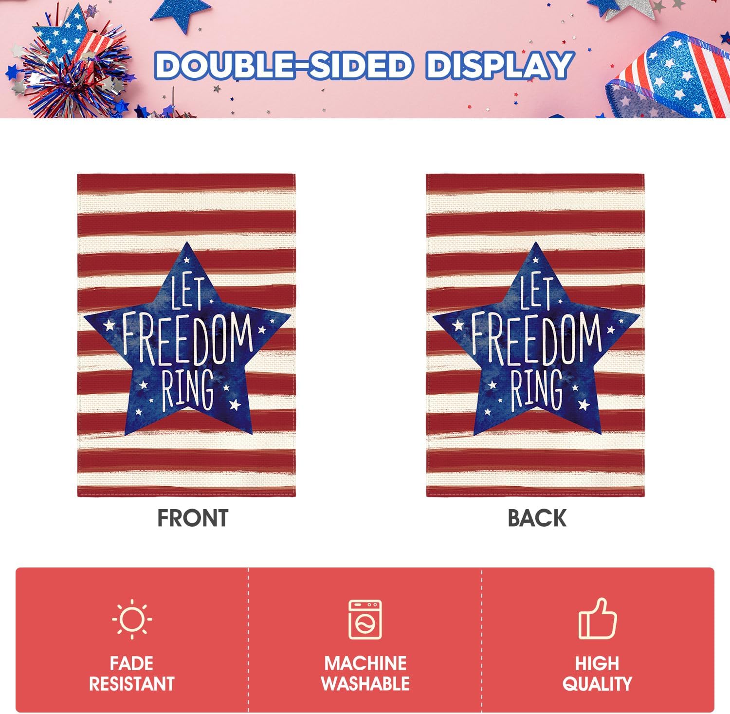 AVOIN colorlife Let Freedom Ring Patriotic 4th of July Garden Flag 12x18"