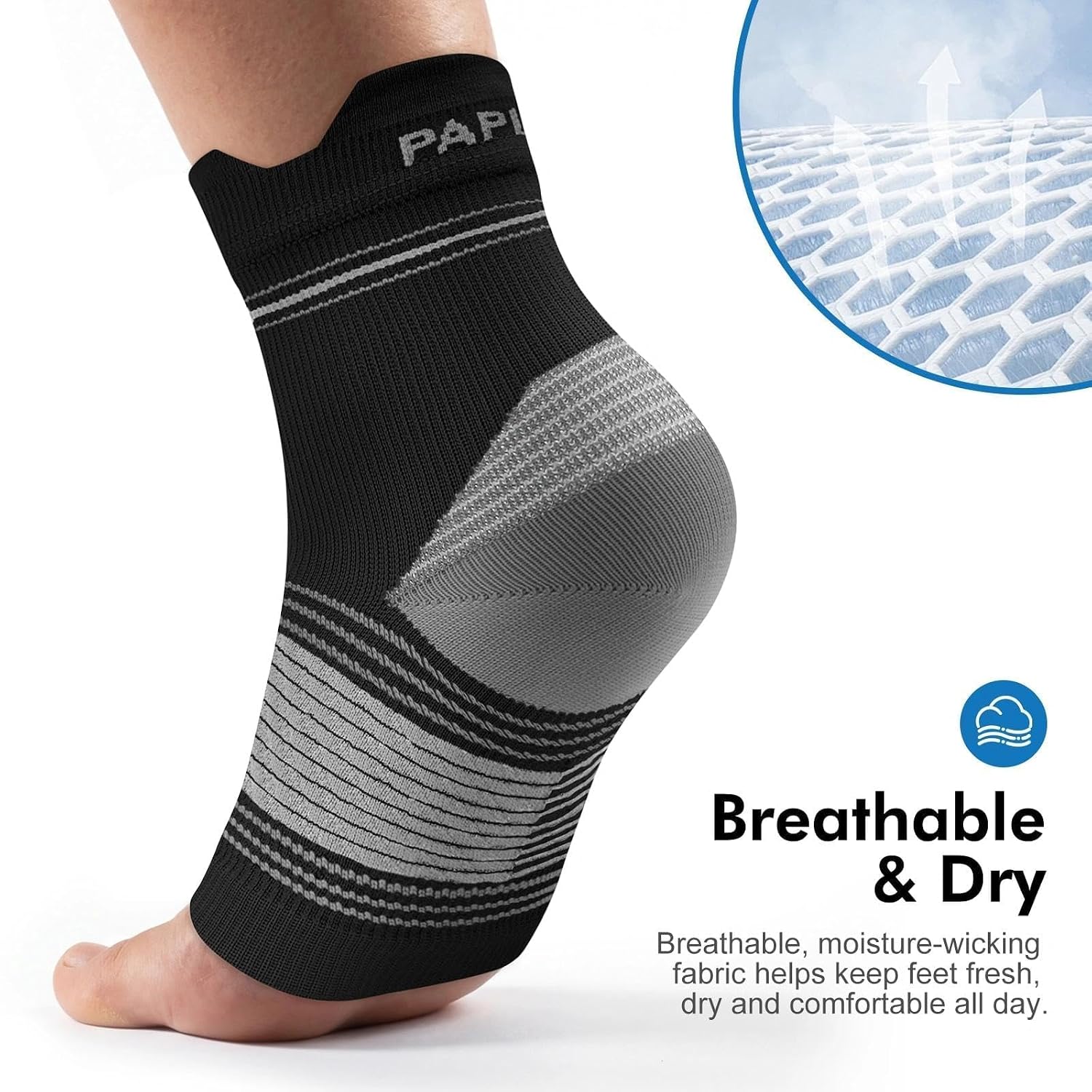 PAPLUS 6 Pairs Plantar Fasciitis Socks, Compression Socks with Arch Support