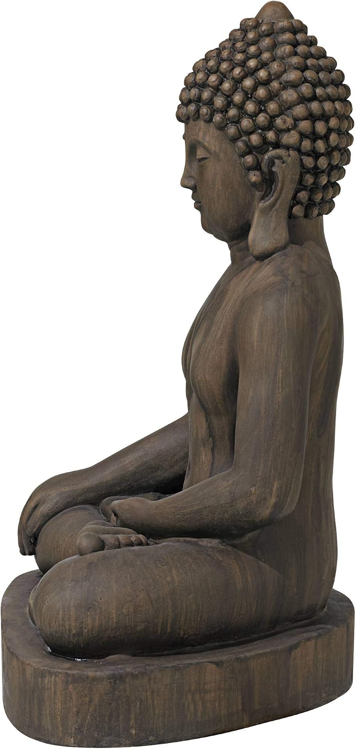John Timberland Sitting Buddha 29 1/2" High Sandstone Outdoor Statue | Sculpture Zen Asian Japanese Garden Decor Front Porch Patio Yard Outside Home Balcony House Exterior Weathered Light Finish