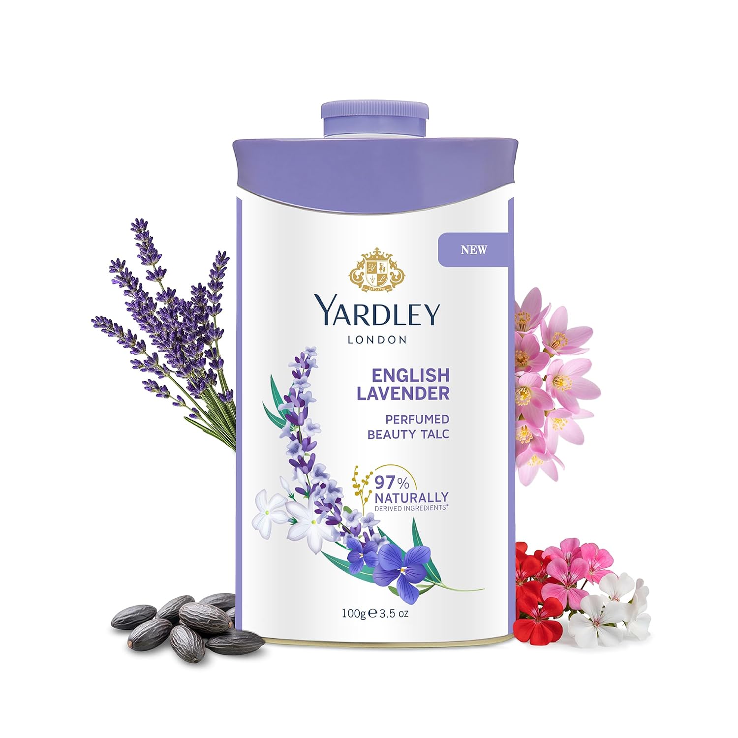 Yardley London English Lavender Perfumed Deodorizing Talc Talcum Powder 100gm, 3.5 Ounce