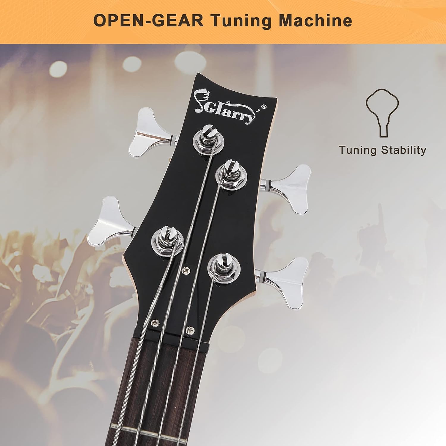 GLARRY GIB Series 4 String Electric Bass Guitar Beginner Kit Full Size with 20W AMP, Strap, Bag and Accessories (Burlywood)