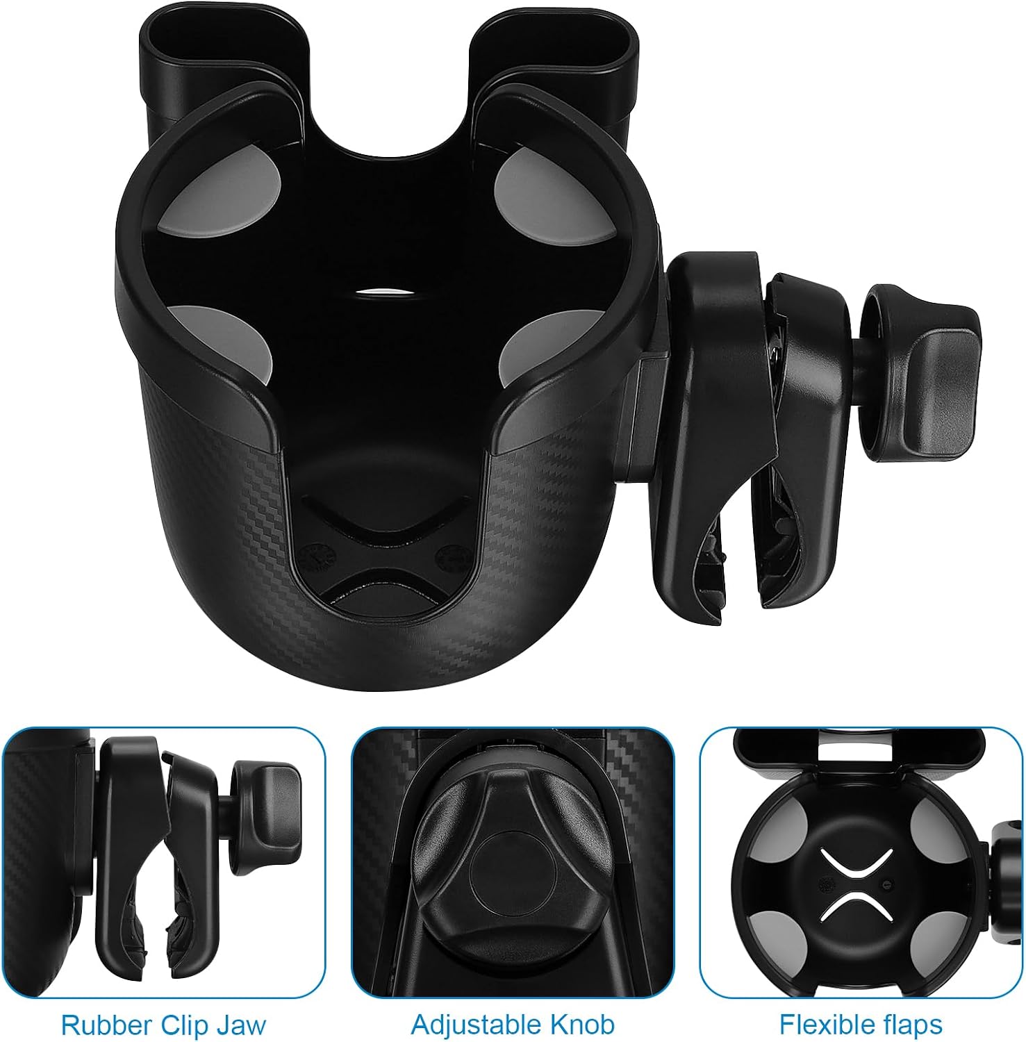 Accmor Stroller Cup Holder with Phone Holder, Bike Cup Holder, Universal Cup Holder for Uppababy Nuna Strollers, 2-in-1 Drinks Holder for Walker