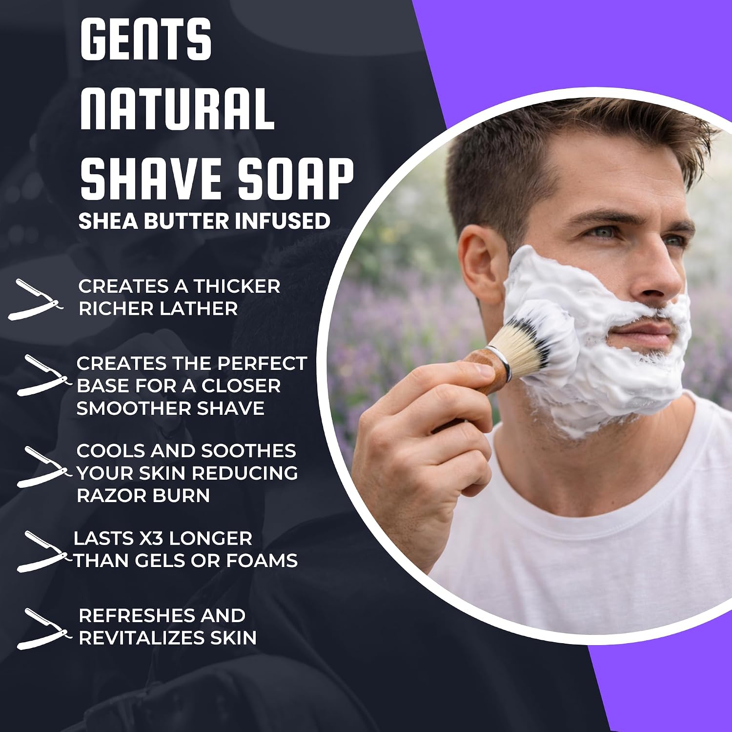 GENTS Men’s Shave Soap, 97% Natural Cedar Pine Scent, Rich Lather Wet Shaving, Traditional Shaving Soap for Men, 3oz Puck