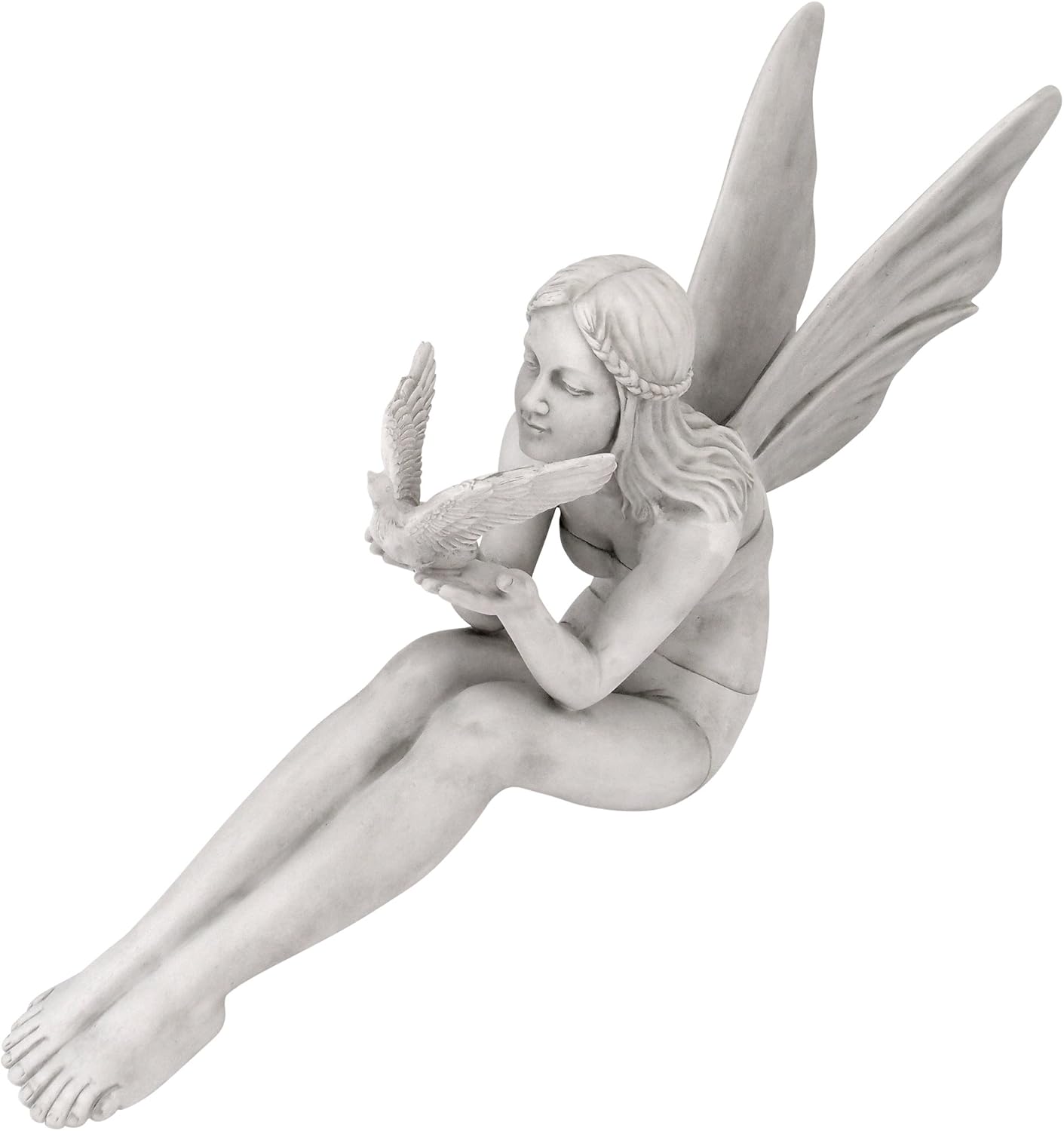 Design Toscano KY71004 Fiona The Flower Fairy Garden Statue, 17 Inch, Antique Stone
