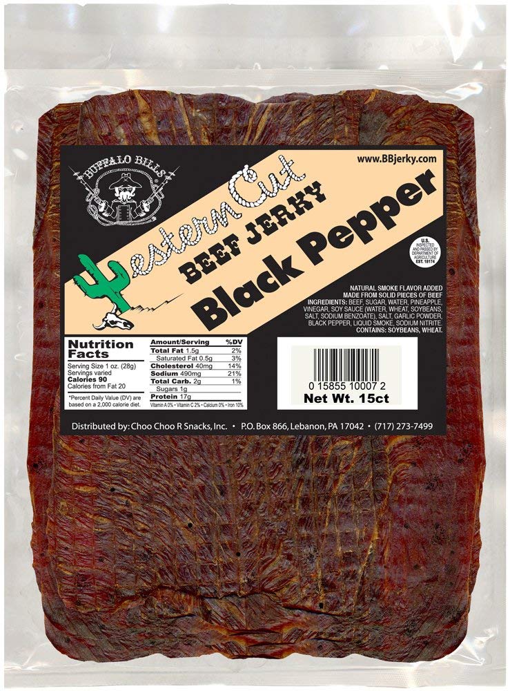 Buffalo Bills 18 Oz Sweet & Spicy Western Cut Beef Jerky, 15 Slabs Per Bag | USDA Inspected, Thin-Sliced, A Little Dry, 100% US Beef , 8" X 4" Slabs, Western-Style Jerky,Protein-Rich Meat Snacks