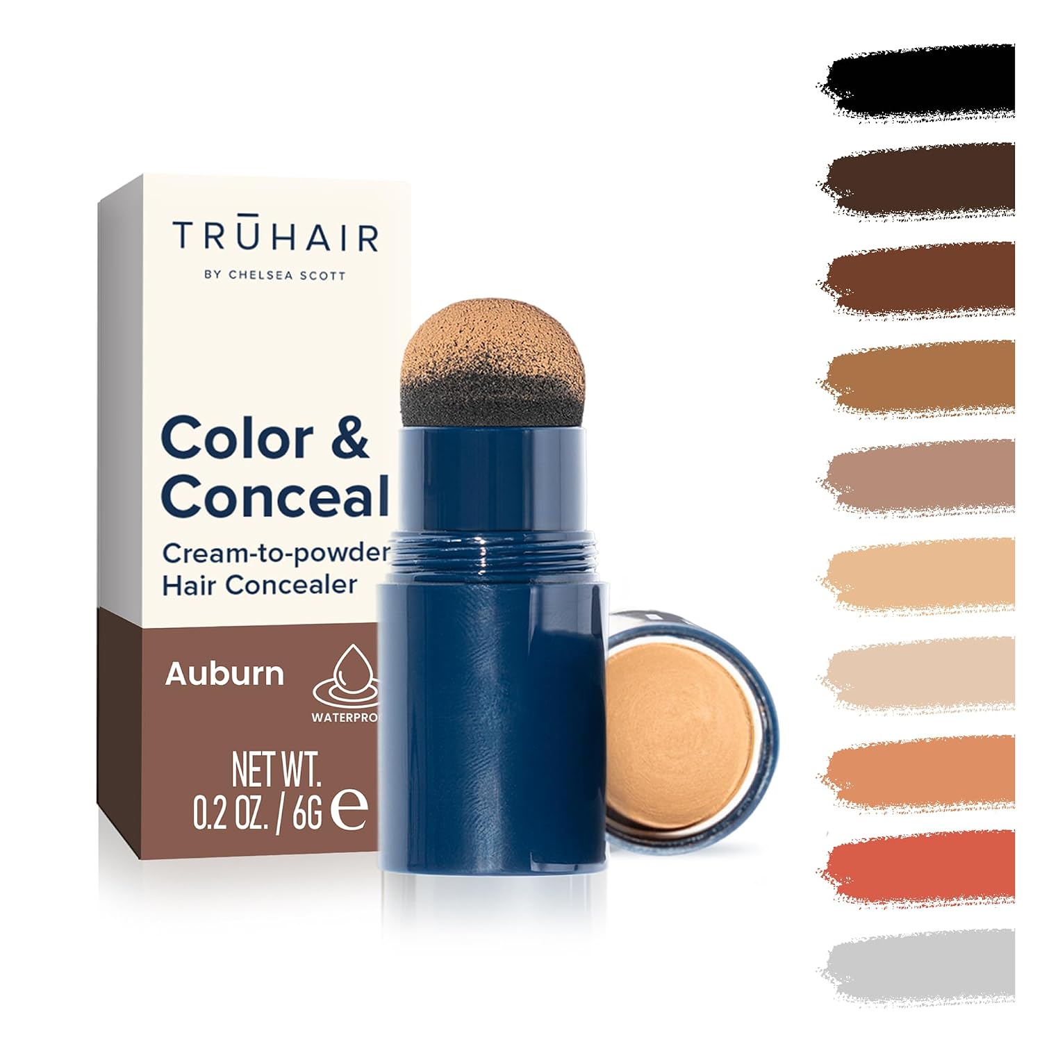 TRUHAIR Color & Conceal Waterproof Root Touch Up Hair Color for Gray Hair Coverage - Instant Root Cover Up Hair Powder for Women & Men - Bald Spot