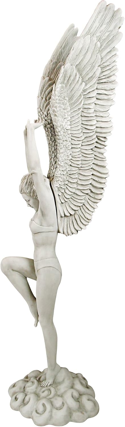 Design Toscano Remembrance and Redemption Angel Religious Indoor/Outdoor Garden Statue, From Base to Top of the Wings Nearly 3 feet tall! Tall, Cast Stone Resin, Antique Stone Finish