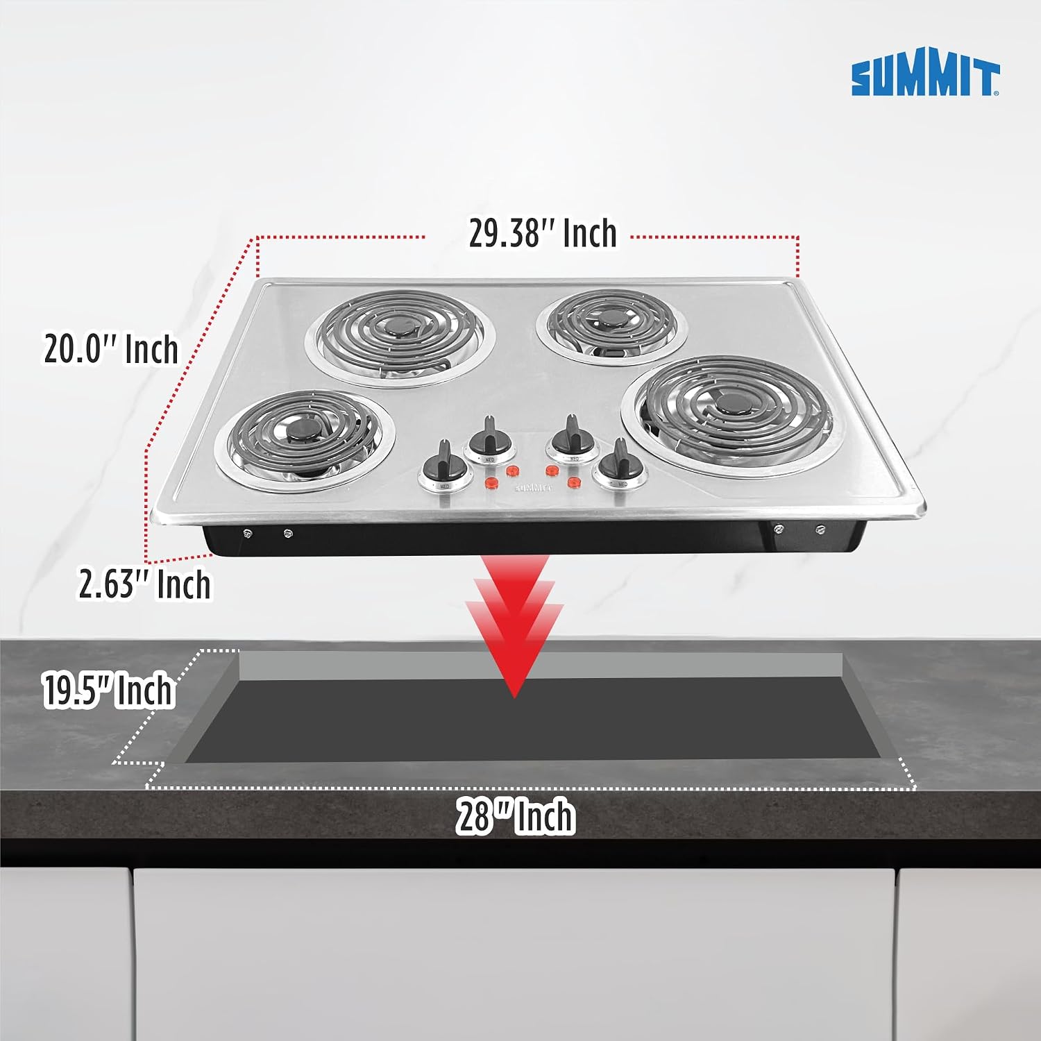 Summit 30" 4 Burner Electric Cooktop Stainless Steel - CR430SS