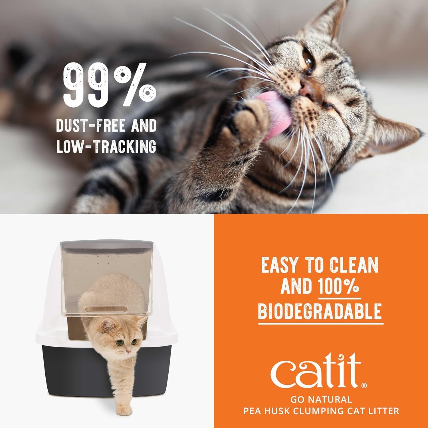 Catit Go Natural Pea Husk Clumping Cat Litter, 12.3 lb, Lavender Scented