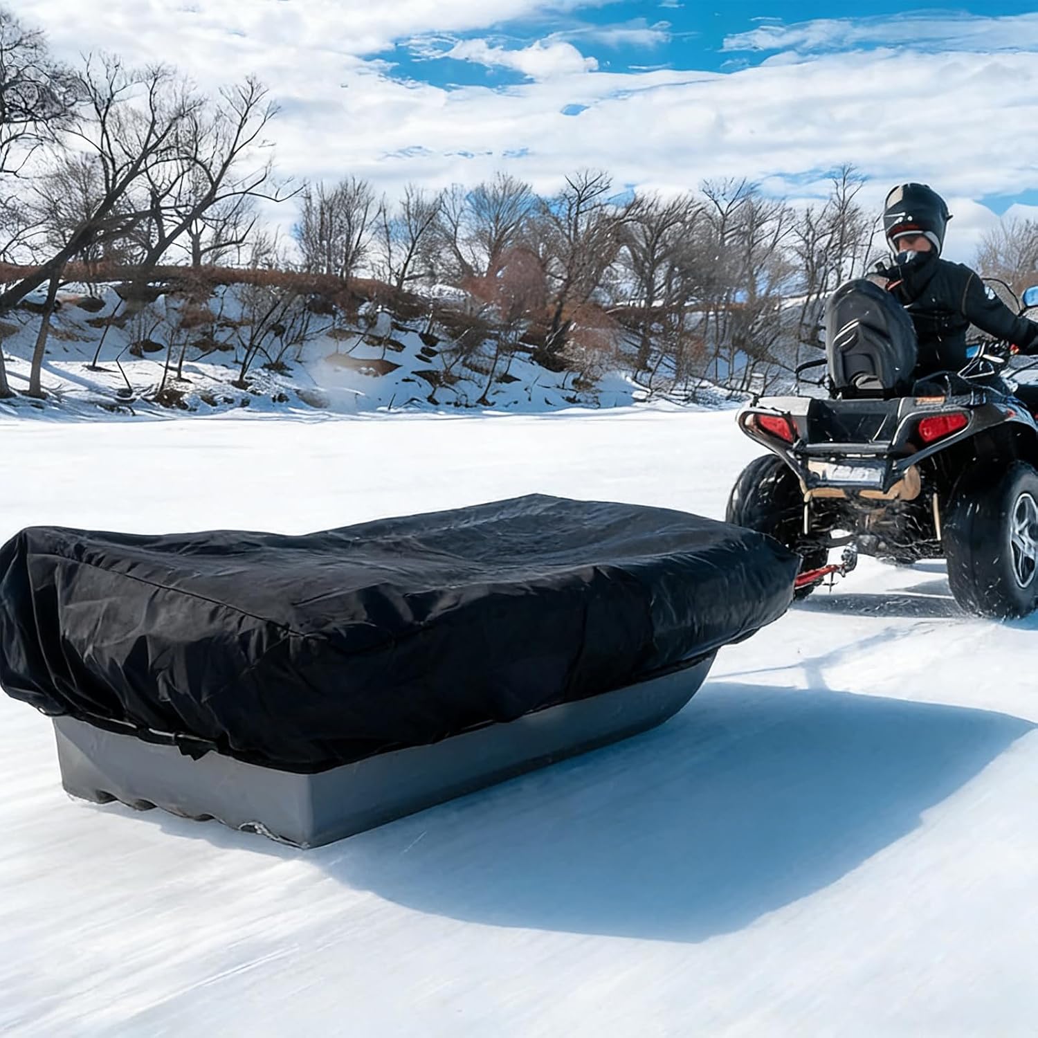 Ice Fishing Sled Shelters Cover Fit for Camping & Hunting Travel Gear - 600D Winter Protective Accessories for Snow Rain Dust Mud Proof