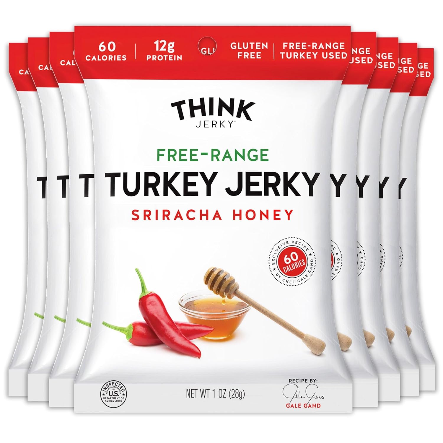 Think Jerky Sesame Teriyaki Beef Jerky, Grass-Fed High Protein Beef Jerky, Gluten Free, No Antibiotics or Nitrates, Healthy Chef Crafted Recipe, Low Calorie and Low Fat - 2.2 oz Bags, 4 Pack