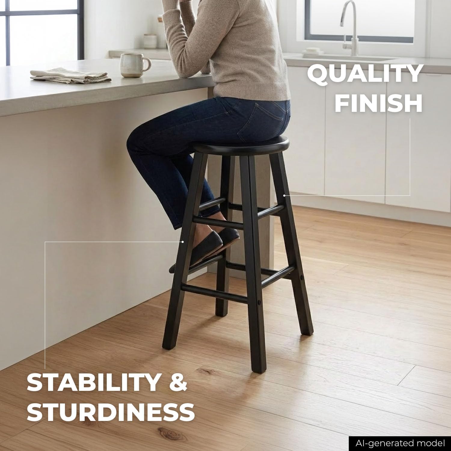 Winsome Element Counter Stools, Natural & White, 24", 2 Piece Set