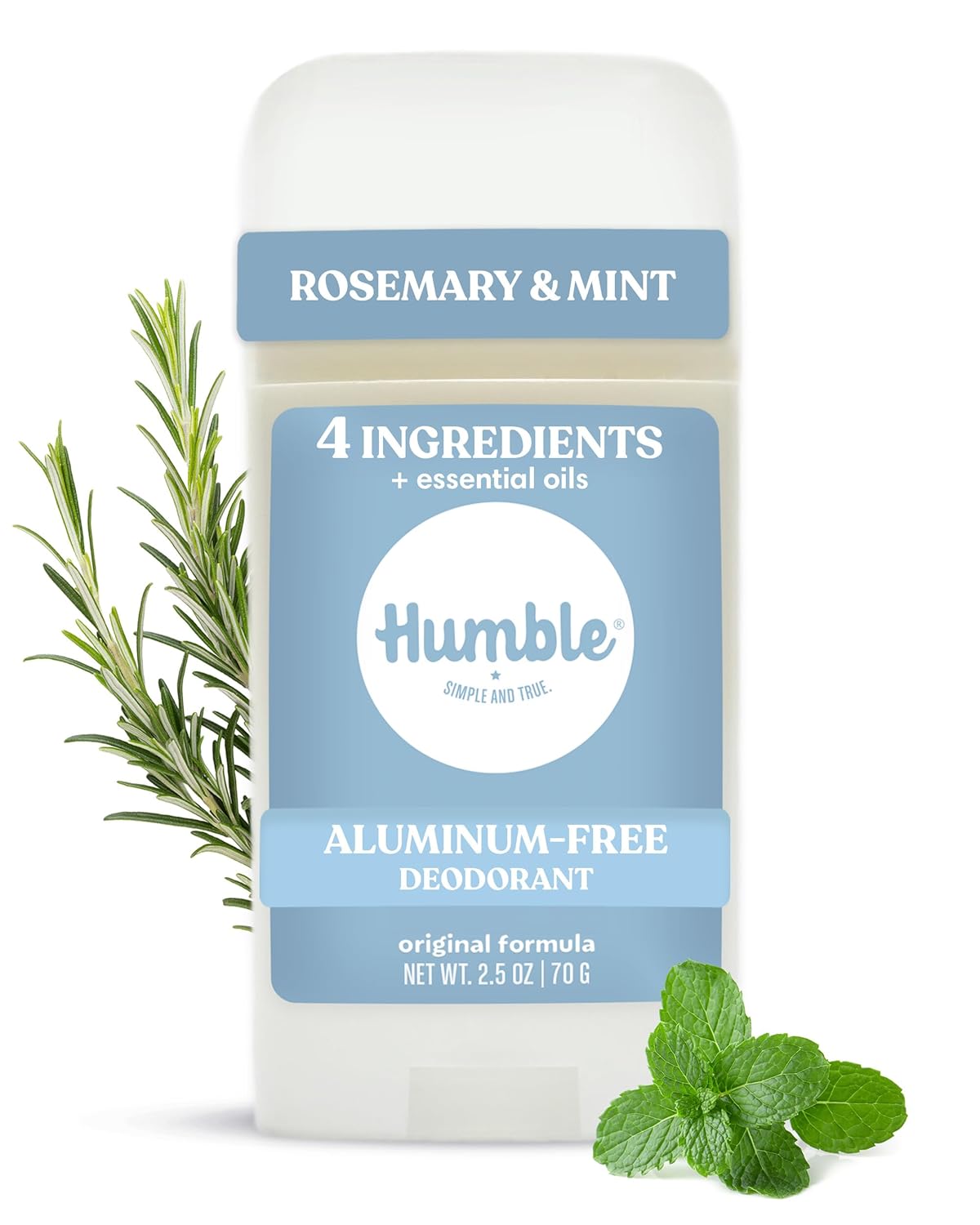 Humble Aluminum-Free Deodorant, Simply Unscented - 1 Pack | Baking Soda-Free, Clean, Fresh, Natural, Essential Oils, Sensitive Skin, Long-Lasting Odor Control, Cruelty-Free, Men & Women