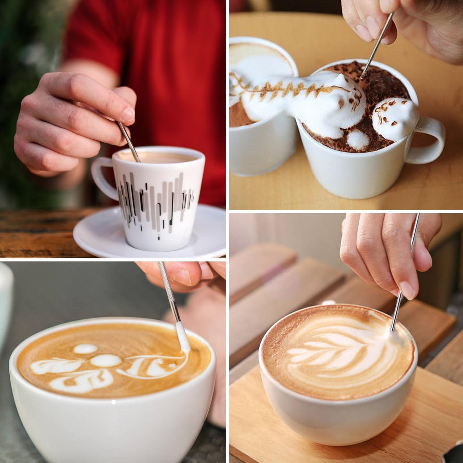 Stainless Steel Espresso Milk Frothing Pitcher - 12OZ/350ML Coffee Milk Frother Cup with Decorating Art Pen for Espresso Machine, Latte Art