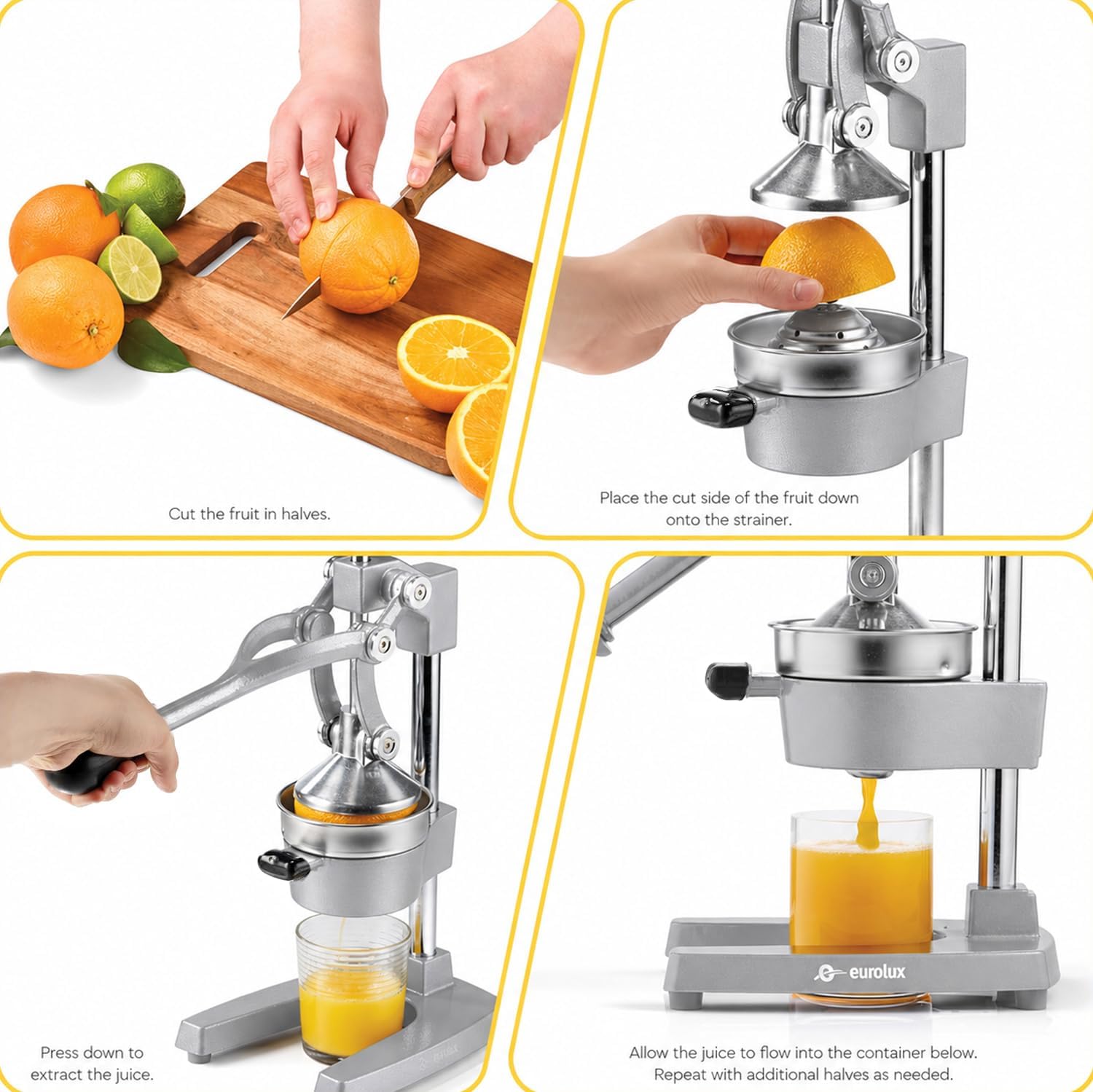 Eurolux Ultra-Premium Cast Iron Juicer | Extra-Large, Heavy Duty, Commercial Grade