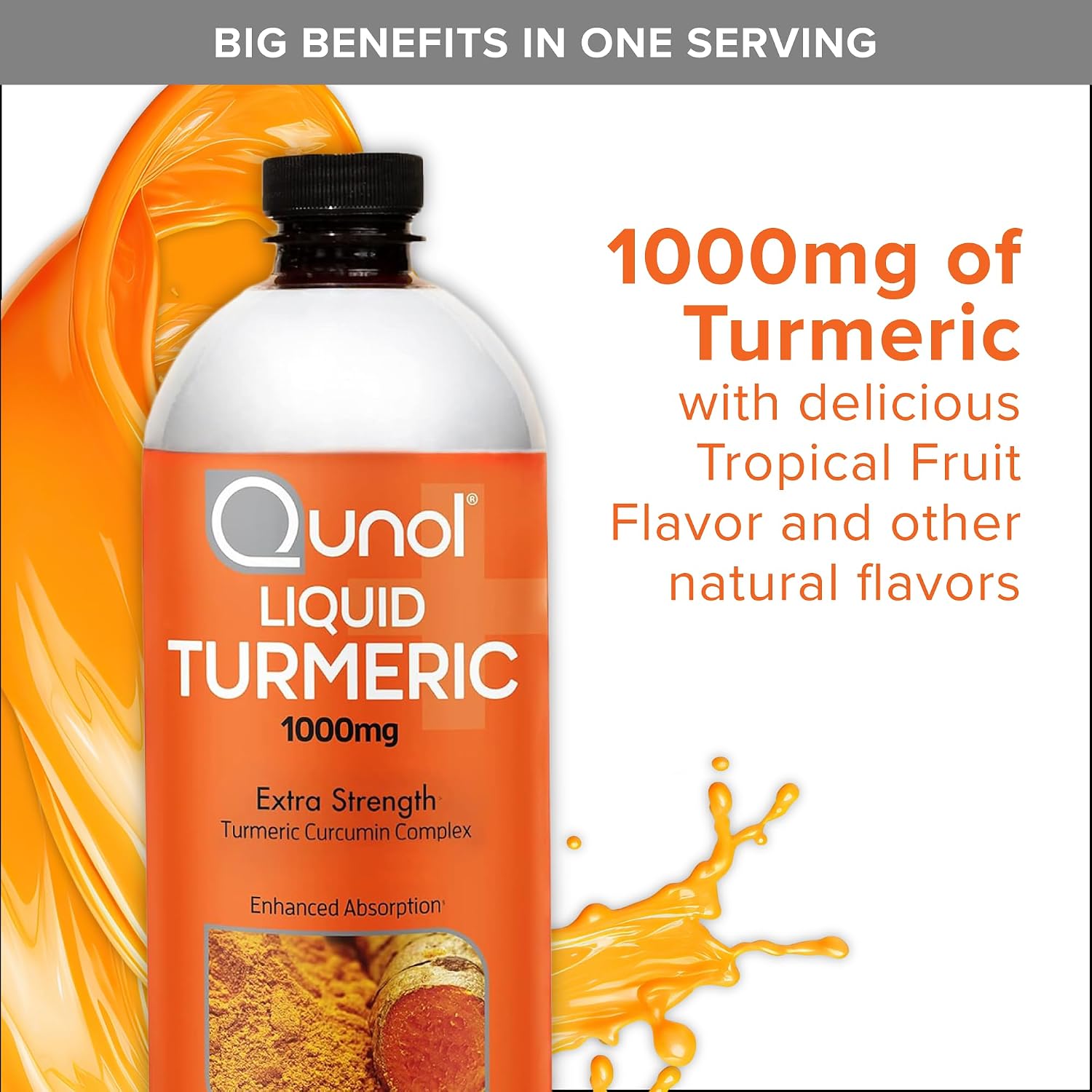 Qunol Liquid Turmeric 1000mg, Black Pepper Enhanced Absorption, 60 Servings
