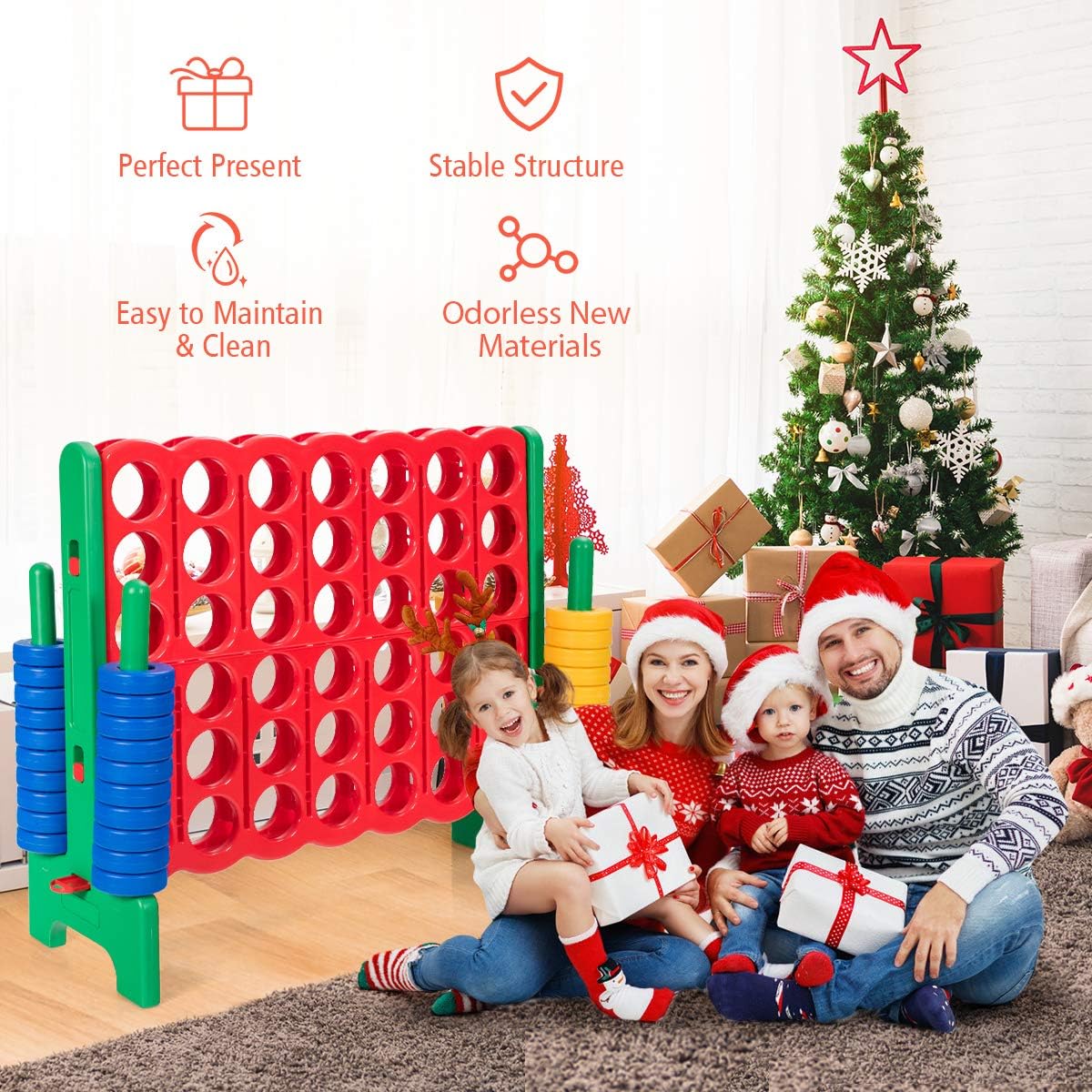 Costzon Giant 4-in-A-Row, Jumbo 4-to-Score Giant Game Set for Kids & Adults, Indoor Outdoor Yard Connect Game