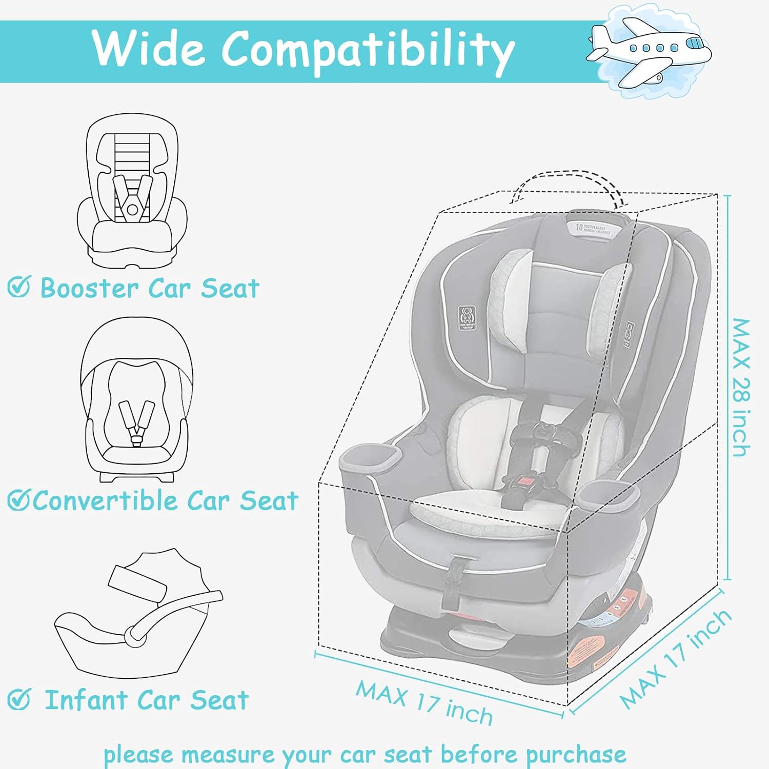 YOREPEK Padded Car Seat Travel Bag Backpack, Toddler Travel Essentials