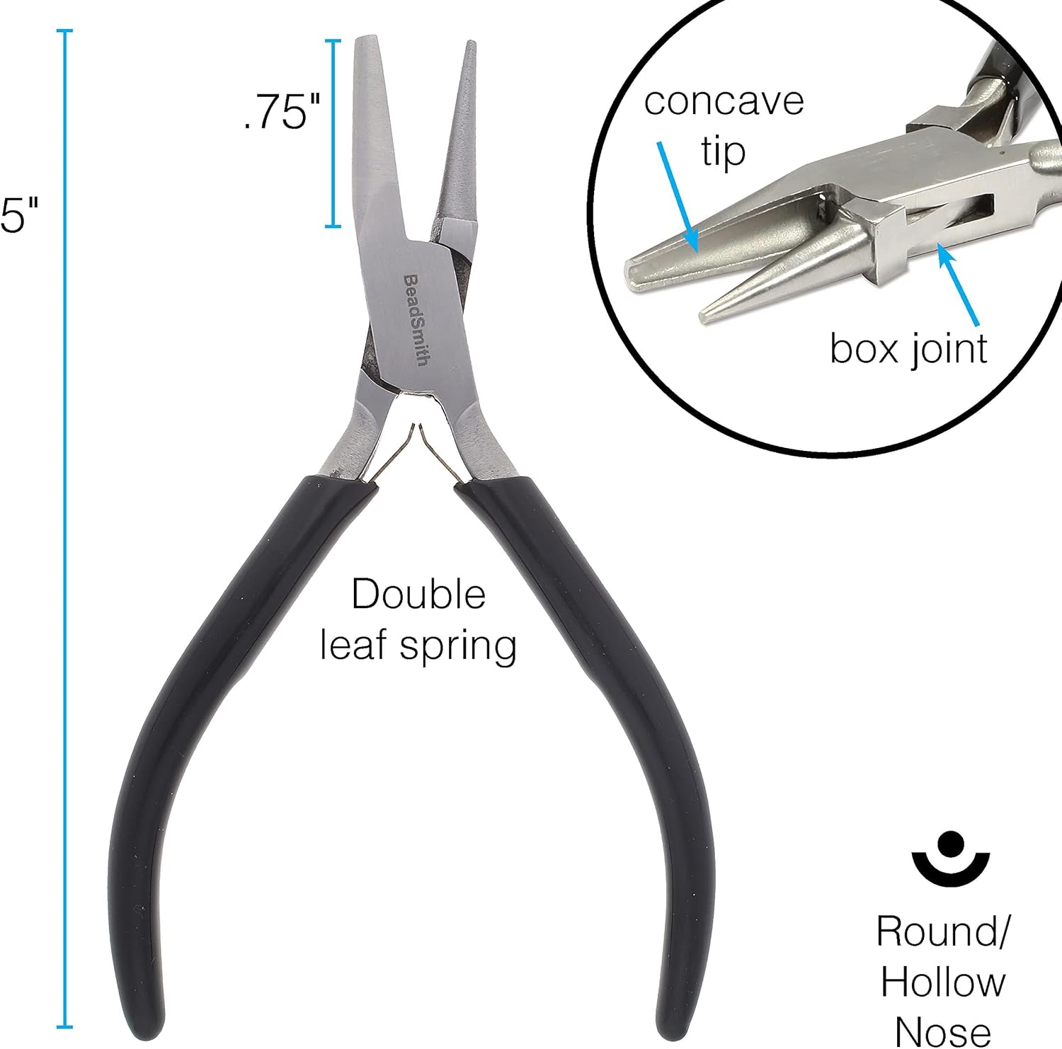 The Beadsmith Concave (Hollow)/Round Nose Pliers