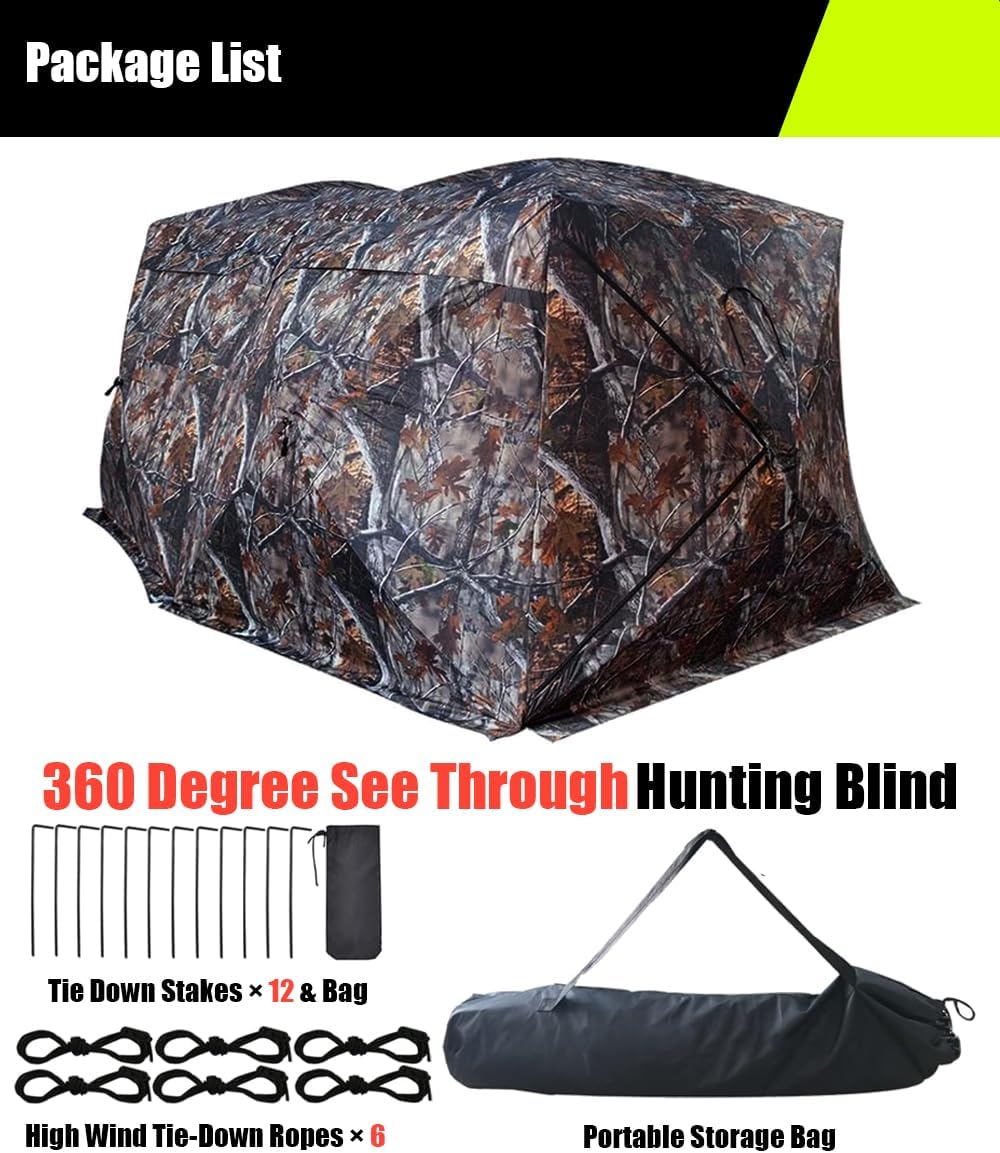 THUNDERBAY Bunkhouse Pop Up Portable 6 Person Side-by-Side Hunting Blind, Footprint: 140"x70" with 80" Height