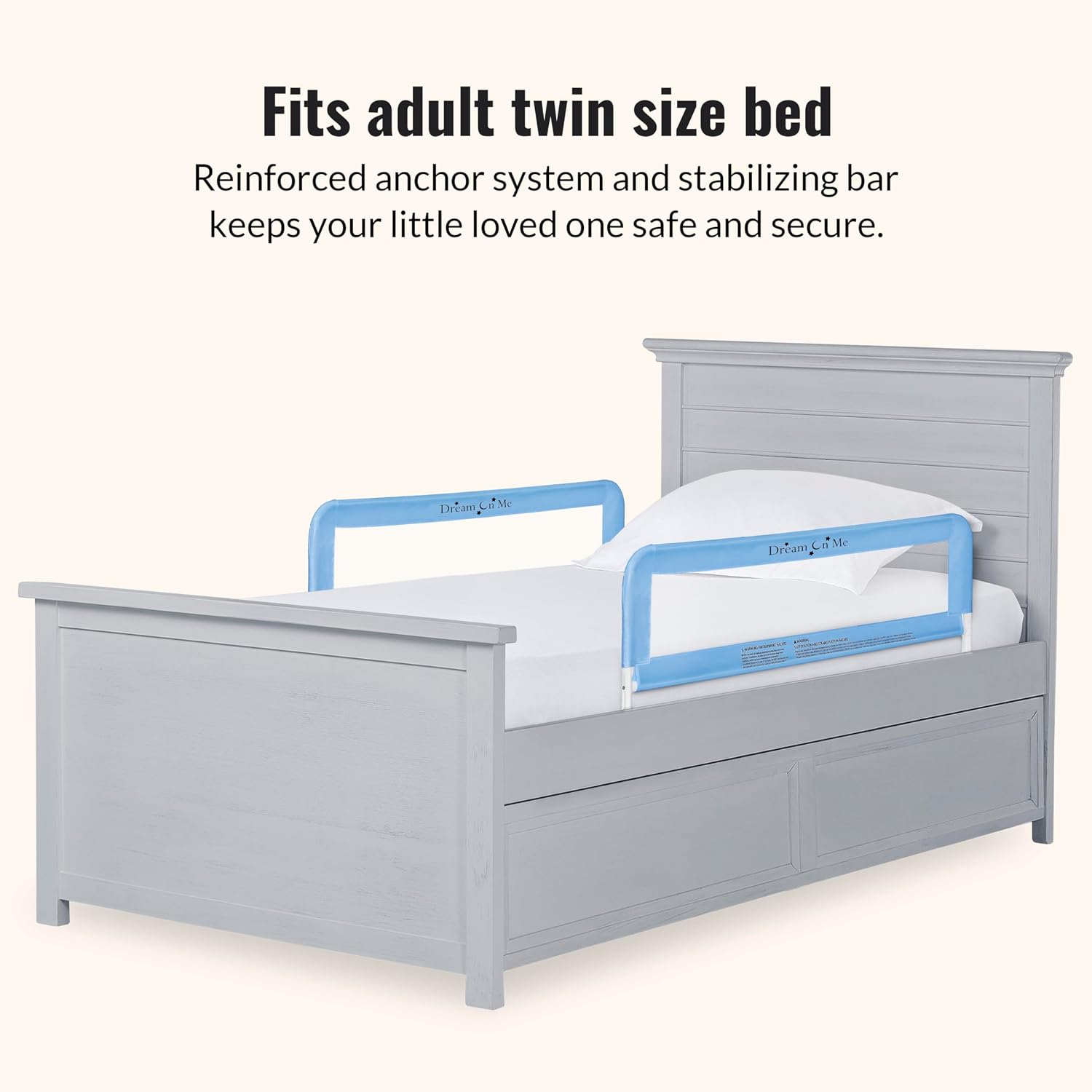 Dream On Me Lightweight Mesh Security Adjustable Bed Rail Double Pack with Breathable Mesh Fabric in White, 2 Count (Pack of 1)