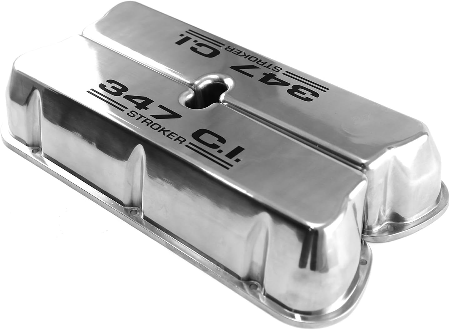 Speedmaster PCE314.1031.04 Compatible with Ford SB 289 302 351w Polished Alum. 347 Stroker Black Valve Covers No Hole