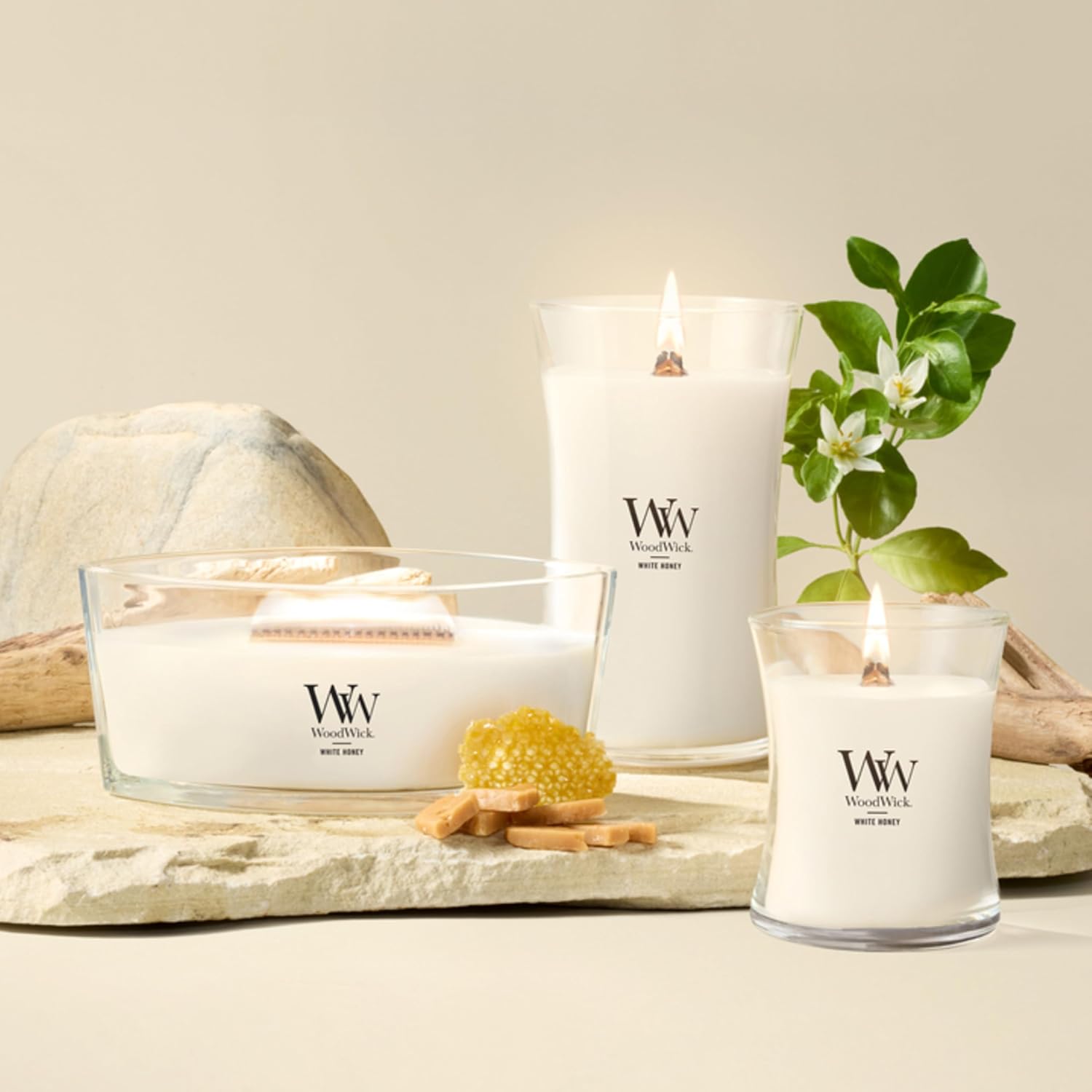 WoodWick Lavender Spa Gifts for Women and Men, 9.7 oz Medium Hourglass Candle with Crackling Wick