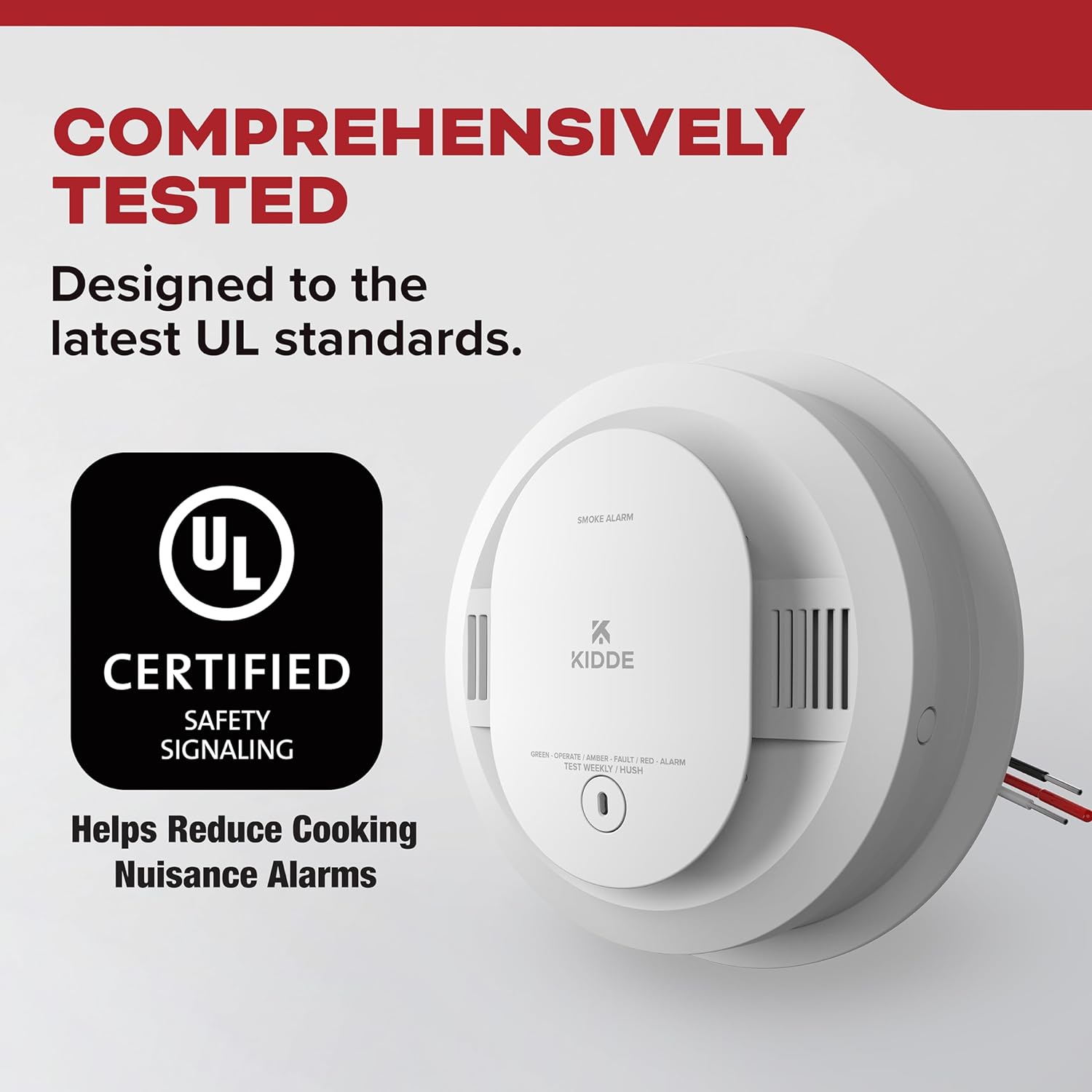 Kidde Smoke Detector, Hardwired Smoke Alarm with 9-Volt Battery Backup, Test-Reset Button, Interconnect Capability, 1 Count (Pack of 1), White