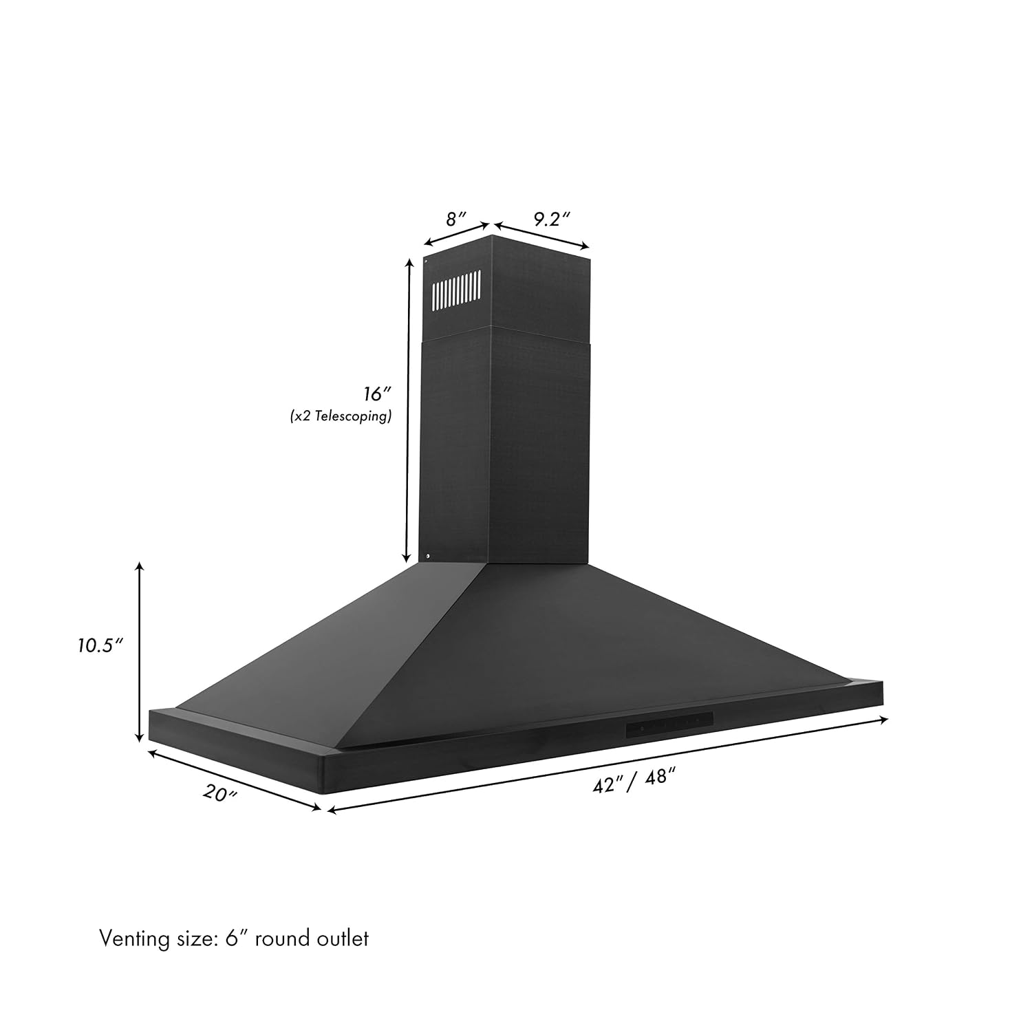 ZLINE Convertible Vent Wall Mount Range Hood in Black Stainless Steel (BSKBN) (42)