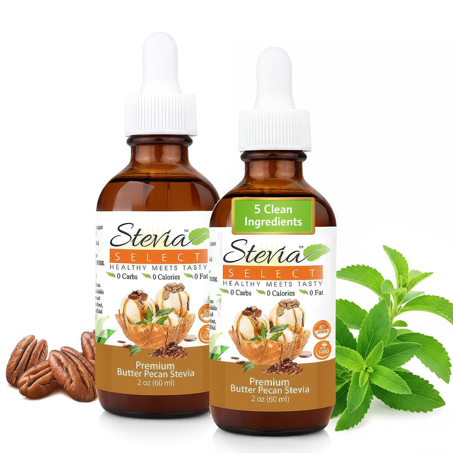 Stevia Select Hazelnut Flavored Liquid Stevia – Zero Calorie Coffee, Tea, Drink & Baking Sweetener, All-Natural, No Erythritol, Keto-Friendly Sugar Alternative, 300 Servings – 2 Oz (1 Pack)