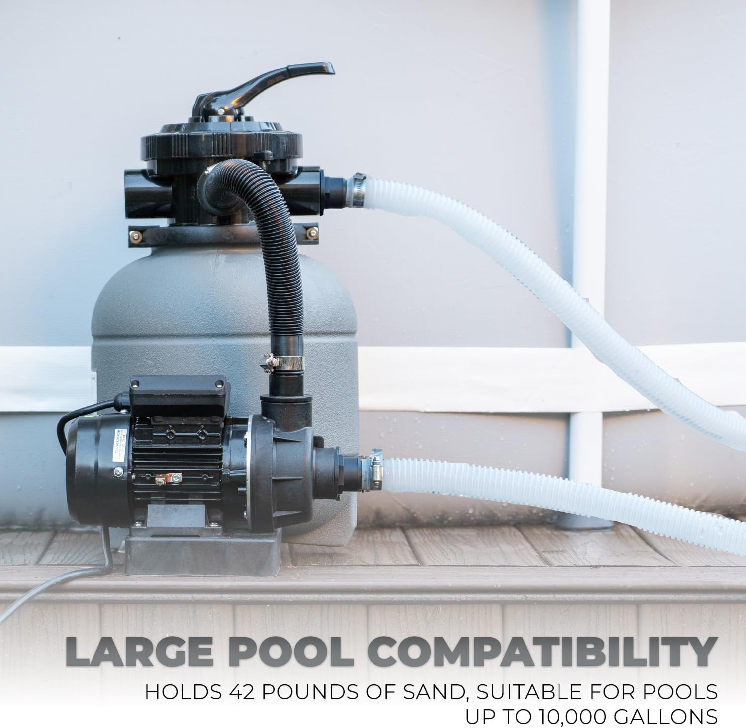 XtremepowerUS 13" Sand Filter Pump System for Above Ground Swimming Pool Self-Priming Pool Pump Multi-Port Valve, Strainer Basket 2, 400 GPH, Up to 10