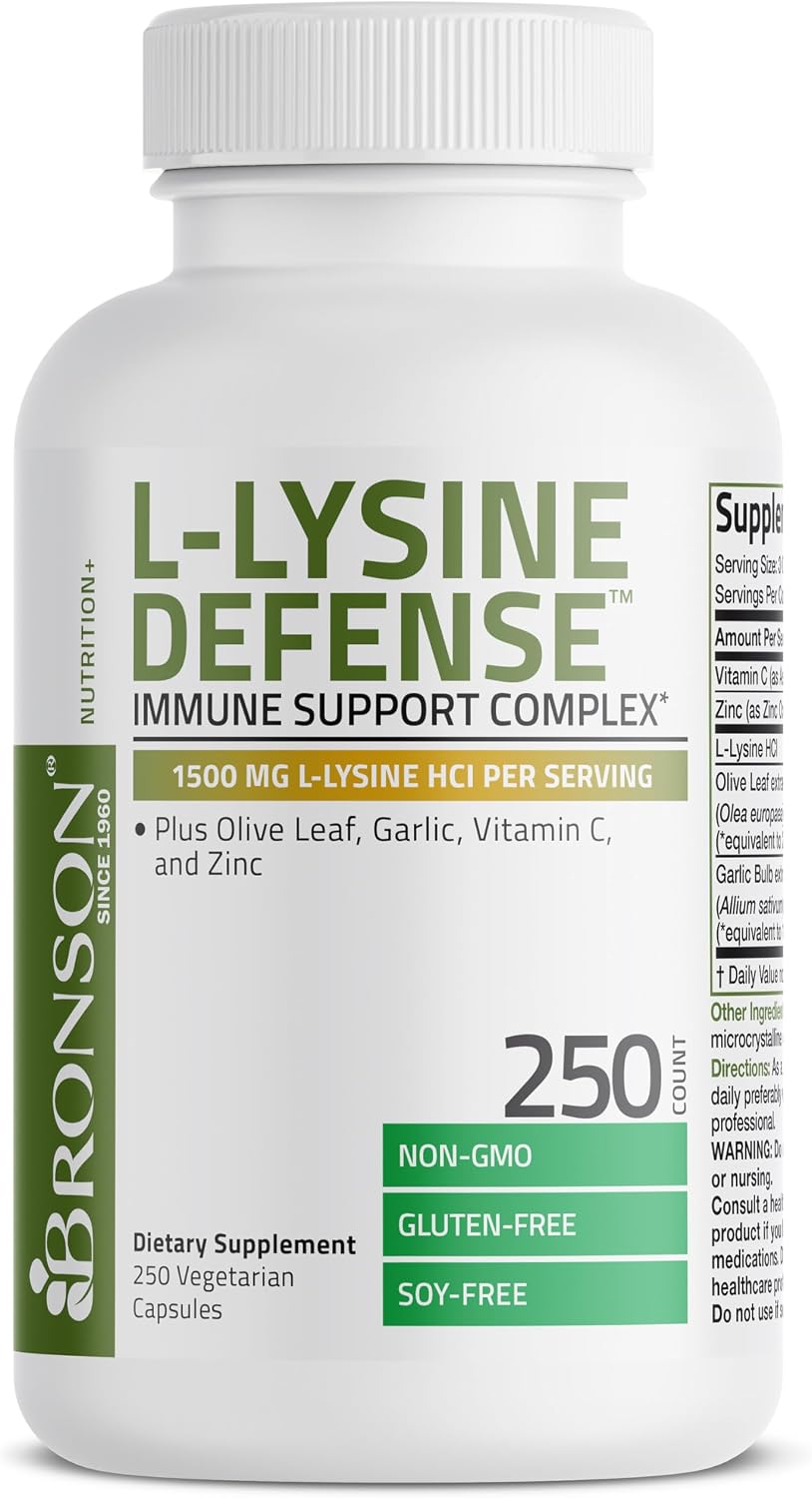 Bronson L-Lysine Defense Immune Support Complex, 1500 mg, 90 Capsules