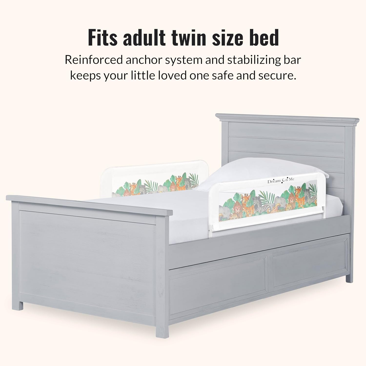 Dream On Me Lightweight Mesh Security Adjustable Bed Rail Double Pack with Breathable Mesh Fabric in White, 2 Count (Pack of 1)