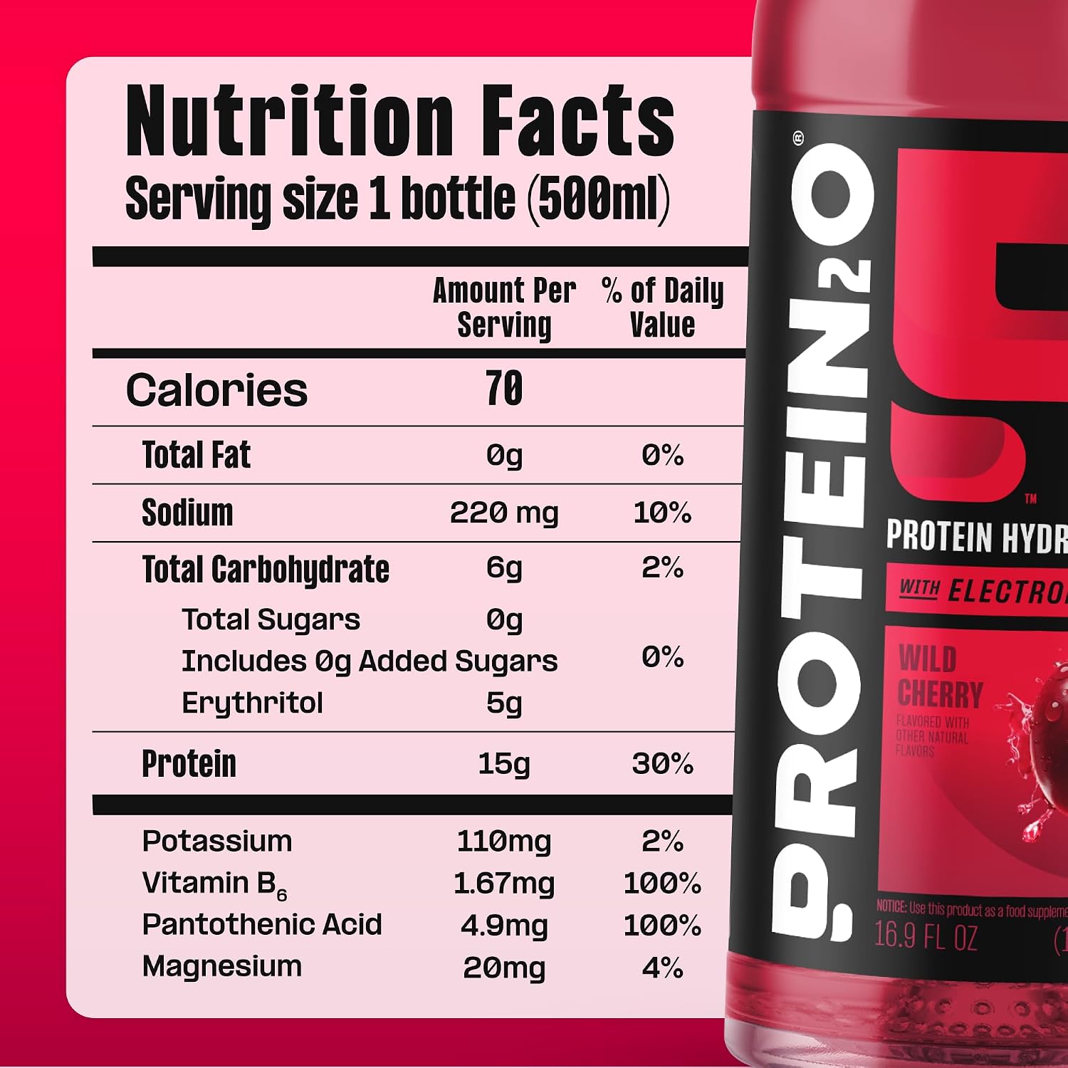 Protein2o 15g Whey Protein Infused Water, Peach Mango, 16.9 Oz Bottle (Pack of 12)