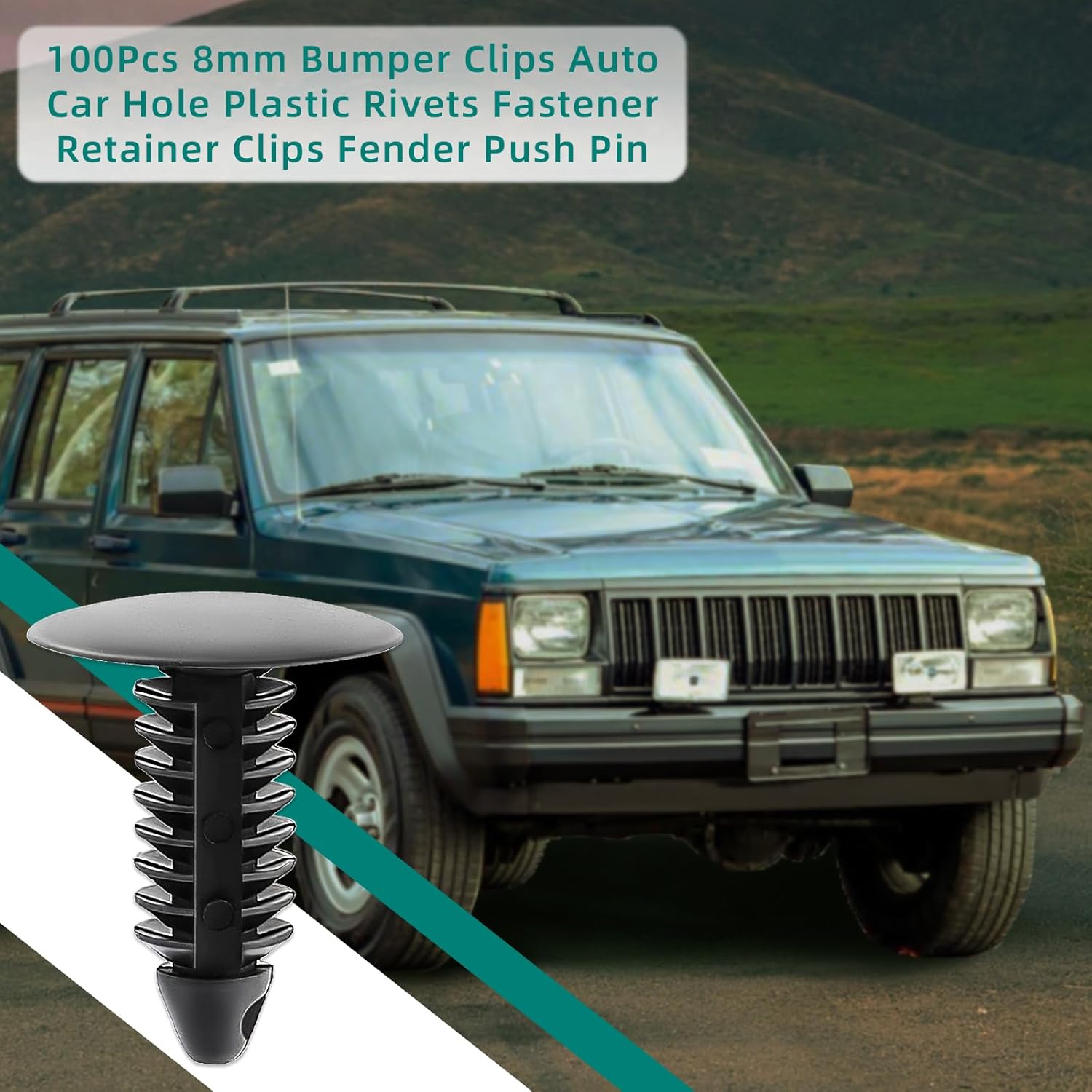 AUTOKAY 100Pcs 8mm Bumper Clips Auto Car Hole Plastic Rivets Fastener