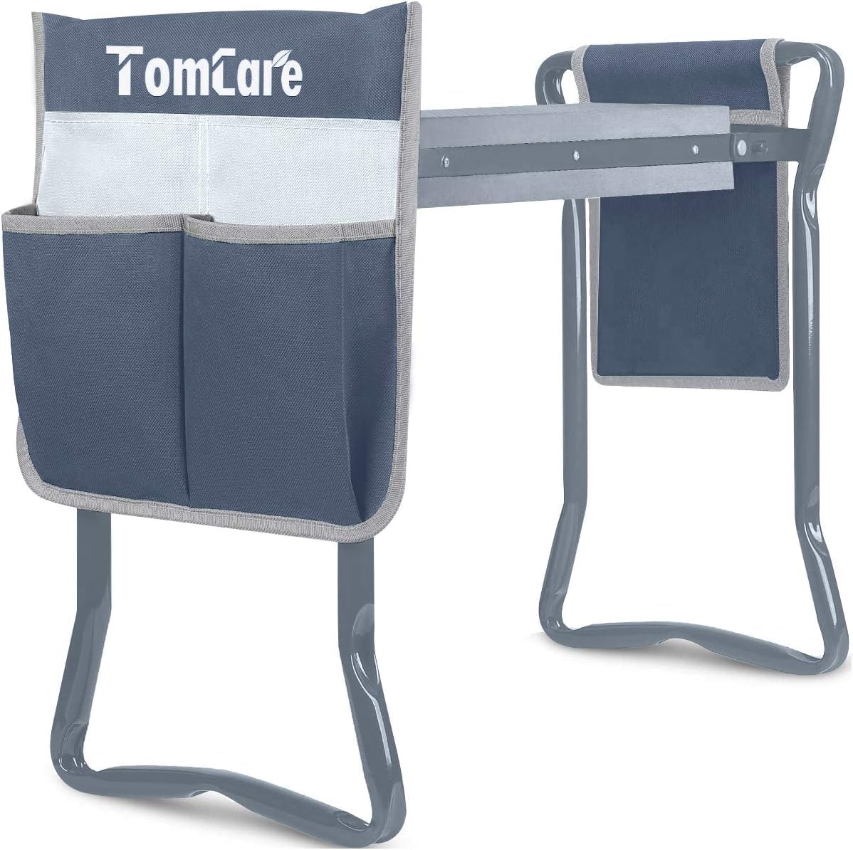 TomCare Garden Kneeler and Seat, 11.12" Kneeling Pad Sturdy Garden Bench | Heavy Duty Garden Stool, 450 lbs Load Capacity, 2 Tool Pouches, Foldable Design, Gardening Gift for Women, Men and Gardeners