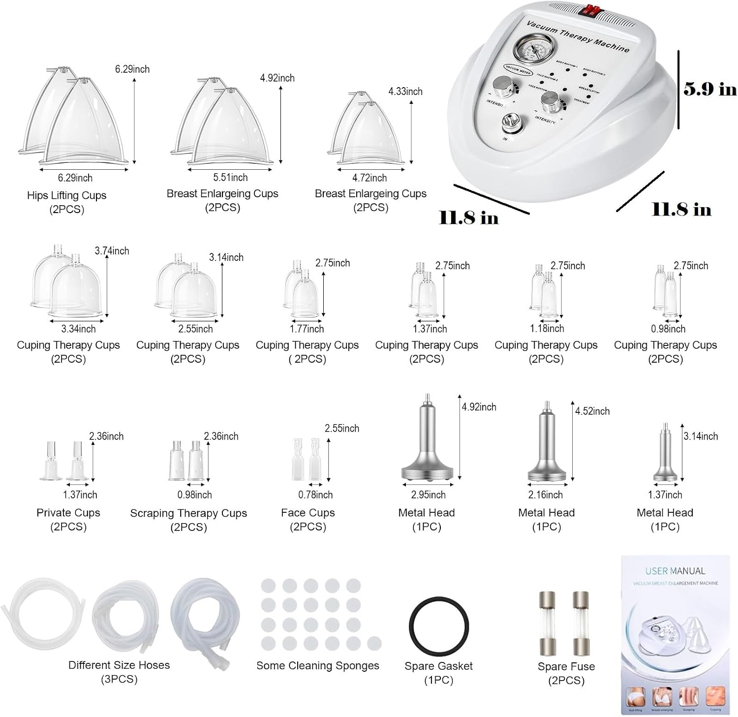 Vacuum Therapy Machine 24 Cups Butt Lift Breast Enlargement Cupping Massage