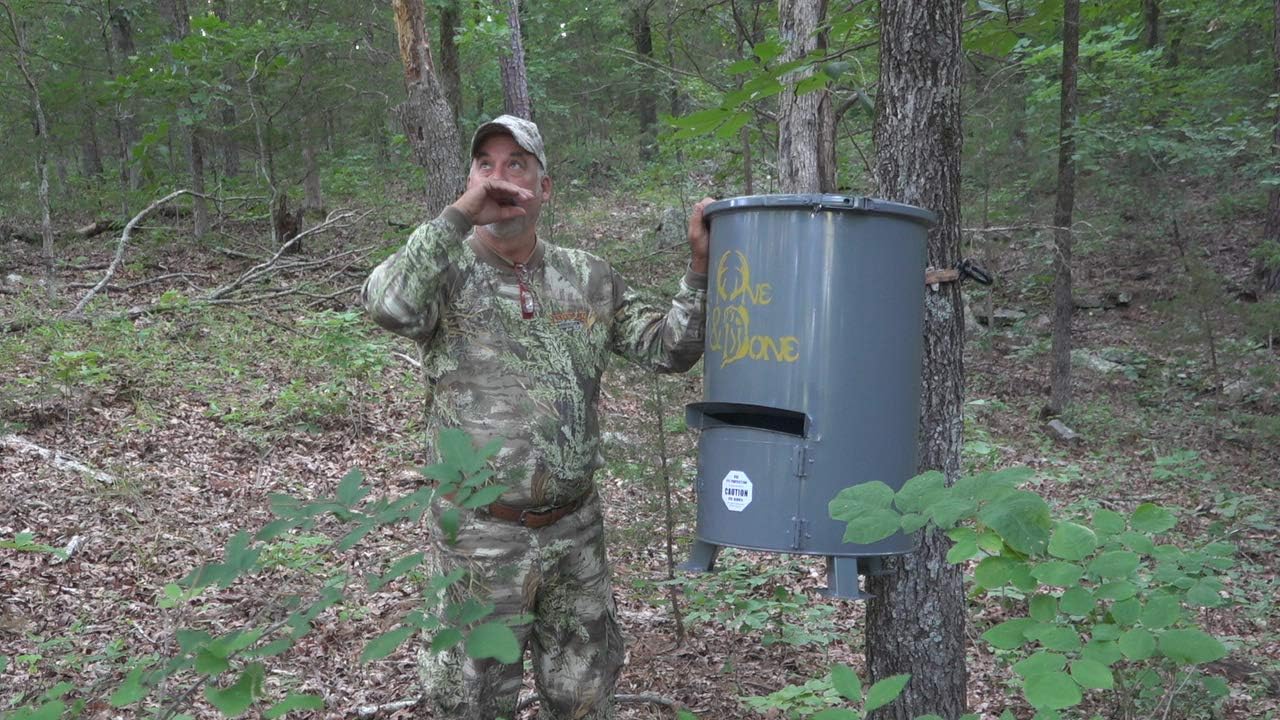 One and Done PRO Game Feeder - Built to Last - Loads 122lbs or 250 lbs (55 Gallon Bear Proof Classic Game Feeder) No Assemble Required
