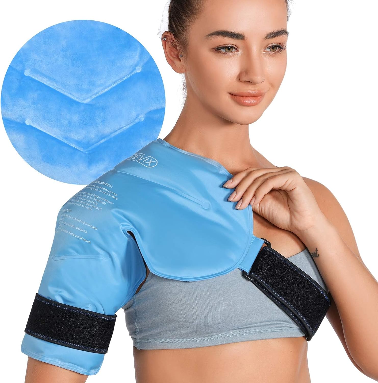 REVIX Shoulder Ice Pack Wrap for Rotator Cuff, Reusable Gel Cold Pack